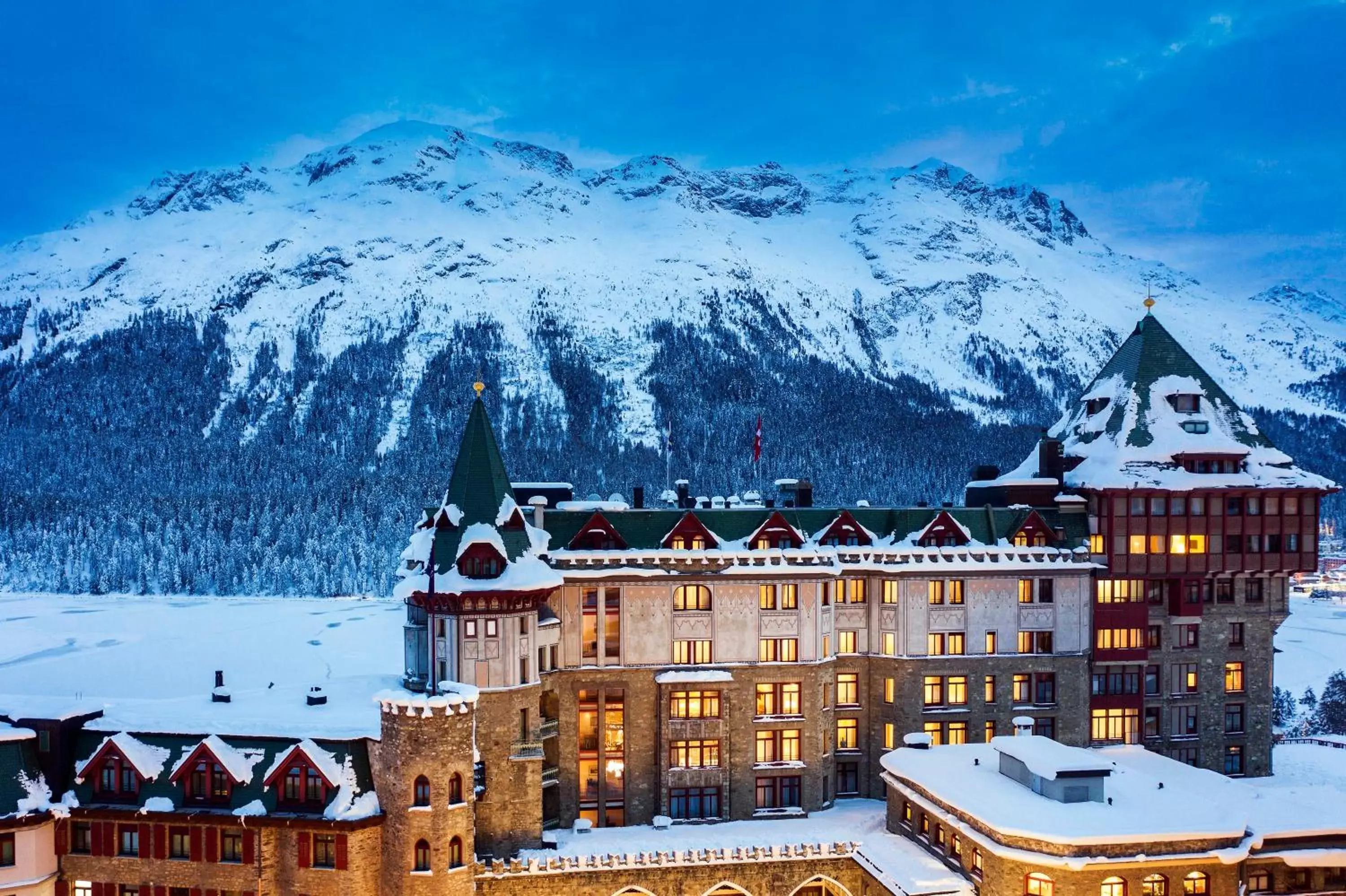 Property building, Winter in Badrutt's Palace Hotel St Moritz