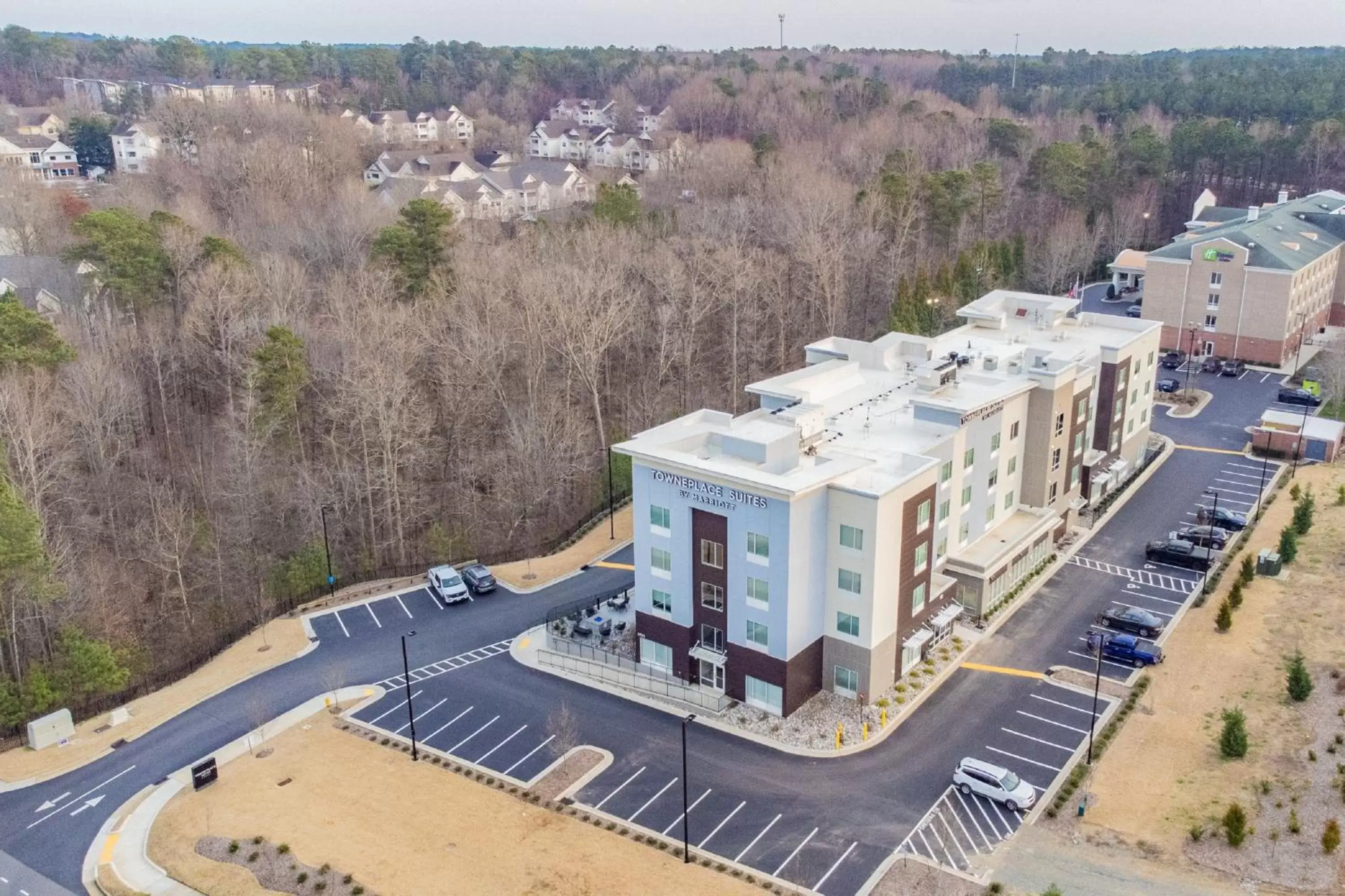 Property building, Bird's-eye View in TownePlace Suites by Marriott Raleigh - University Area