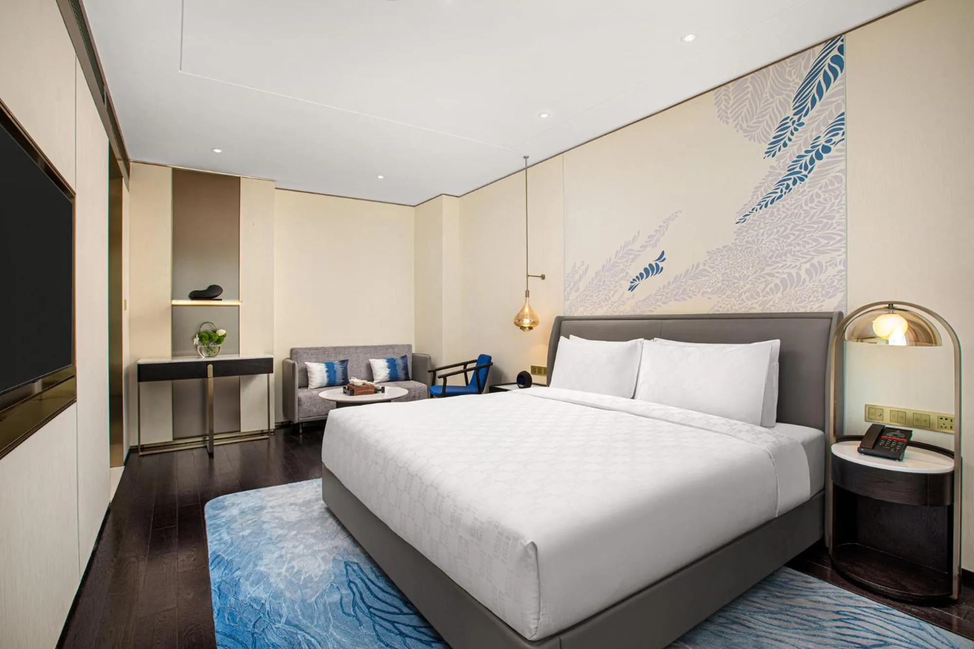 Bed in HUALUXE Shanghai Changfeng Park - Park Lake View