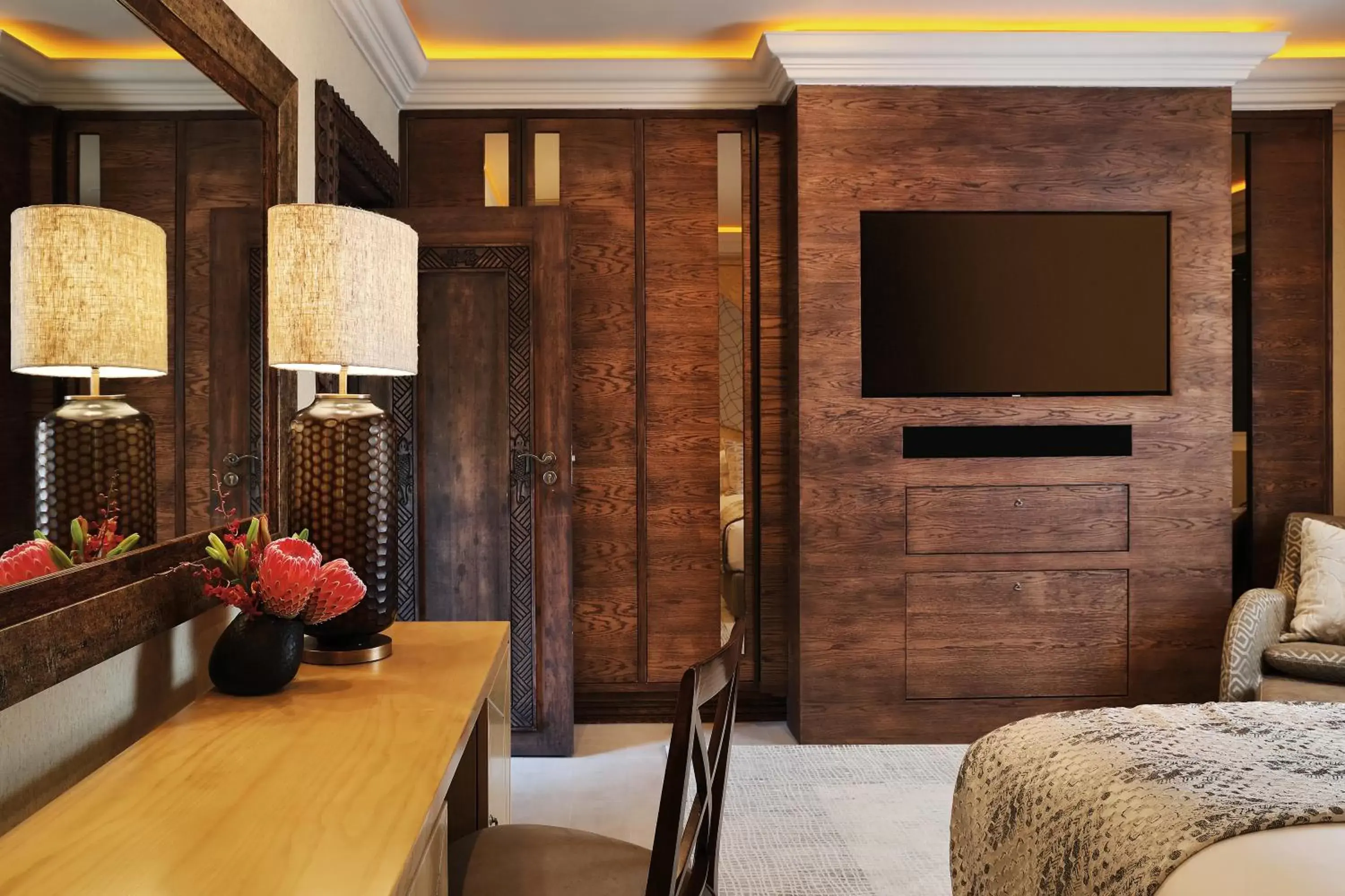 Bedroom, TV/Entertainment Center in Saxon Hotel, Villas & Spa