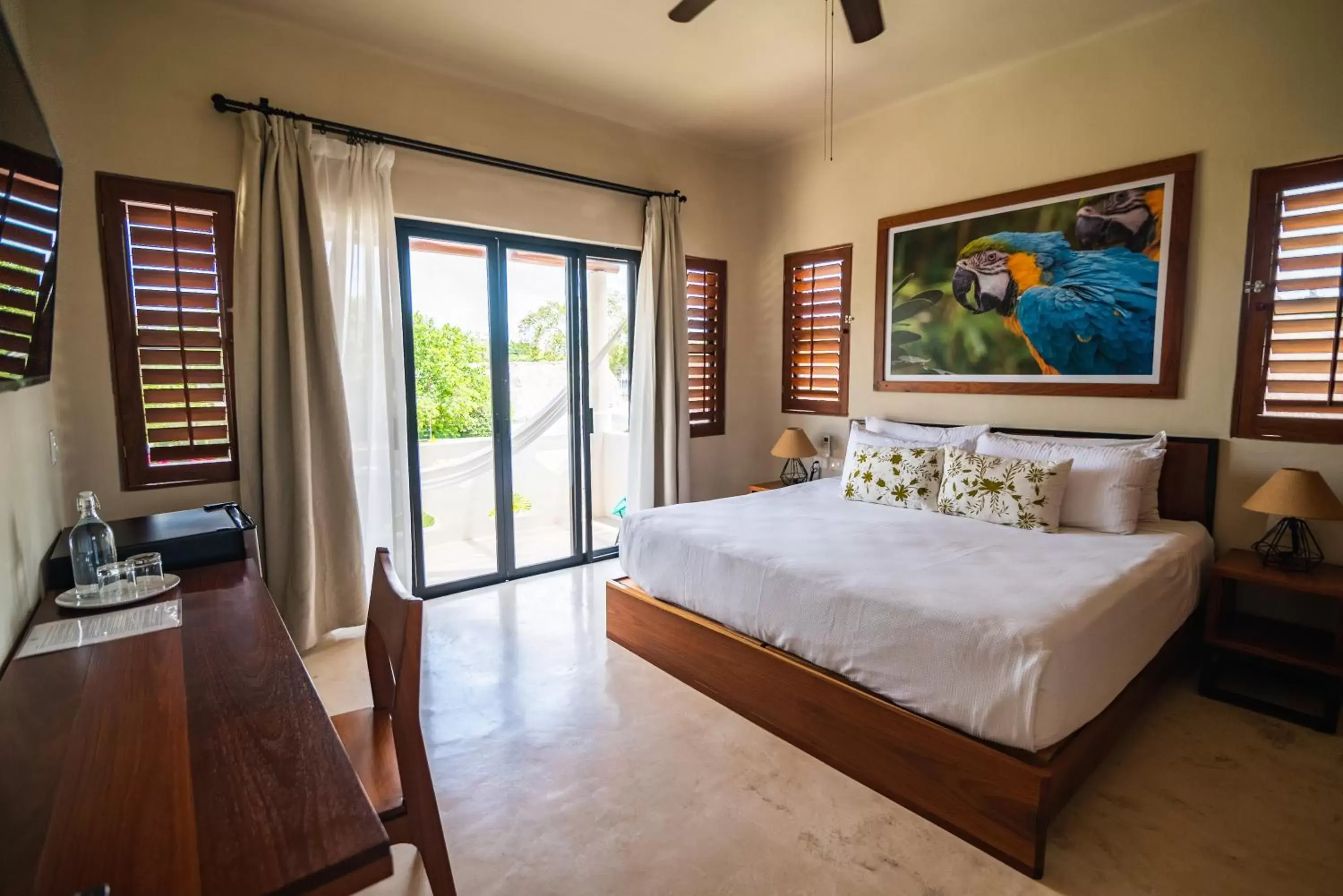 Bedroom, Bed in Blue Palm Bacalar