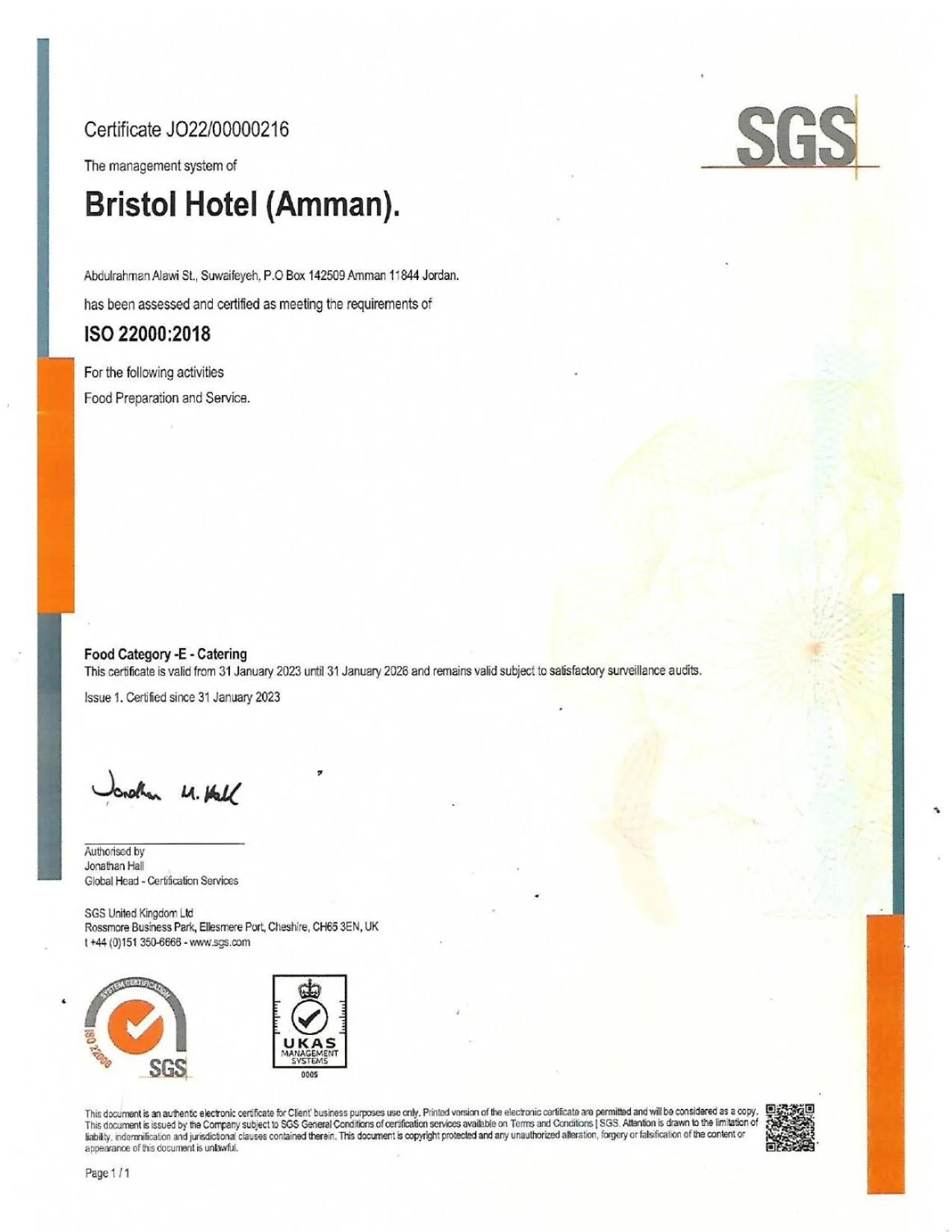 Certificate/Award in Bristol Hotel