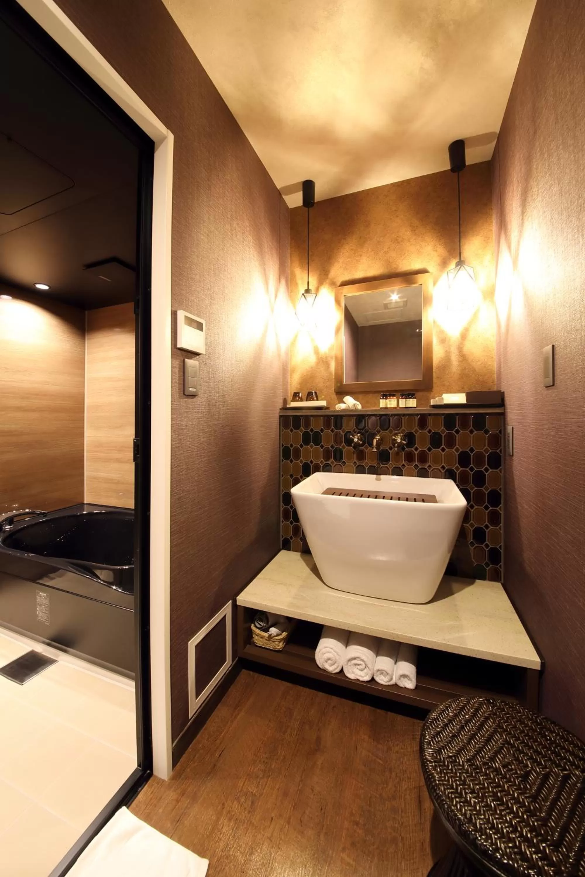 Bathroom, Bed in HOTEL SHIKISAI KYOTO