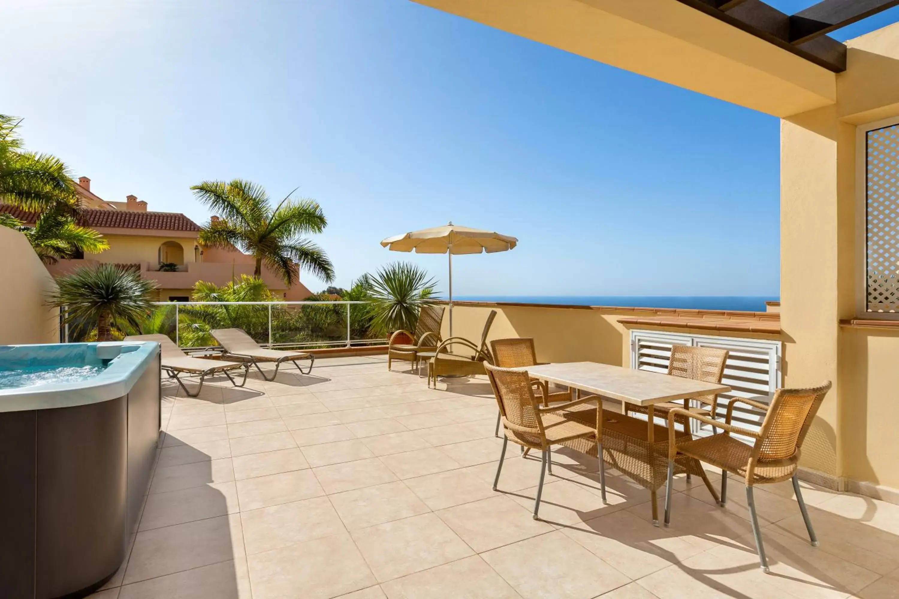 Hot Tub, Balcony/Terrace in Wyndham Residences Costa Adeje