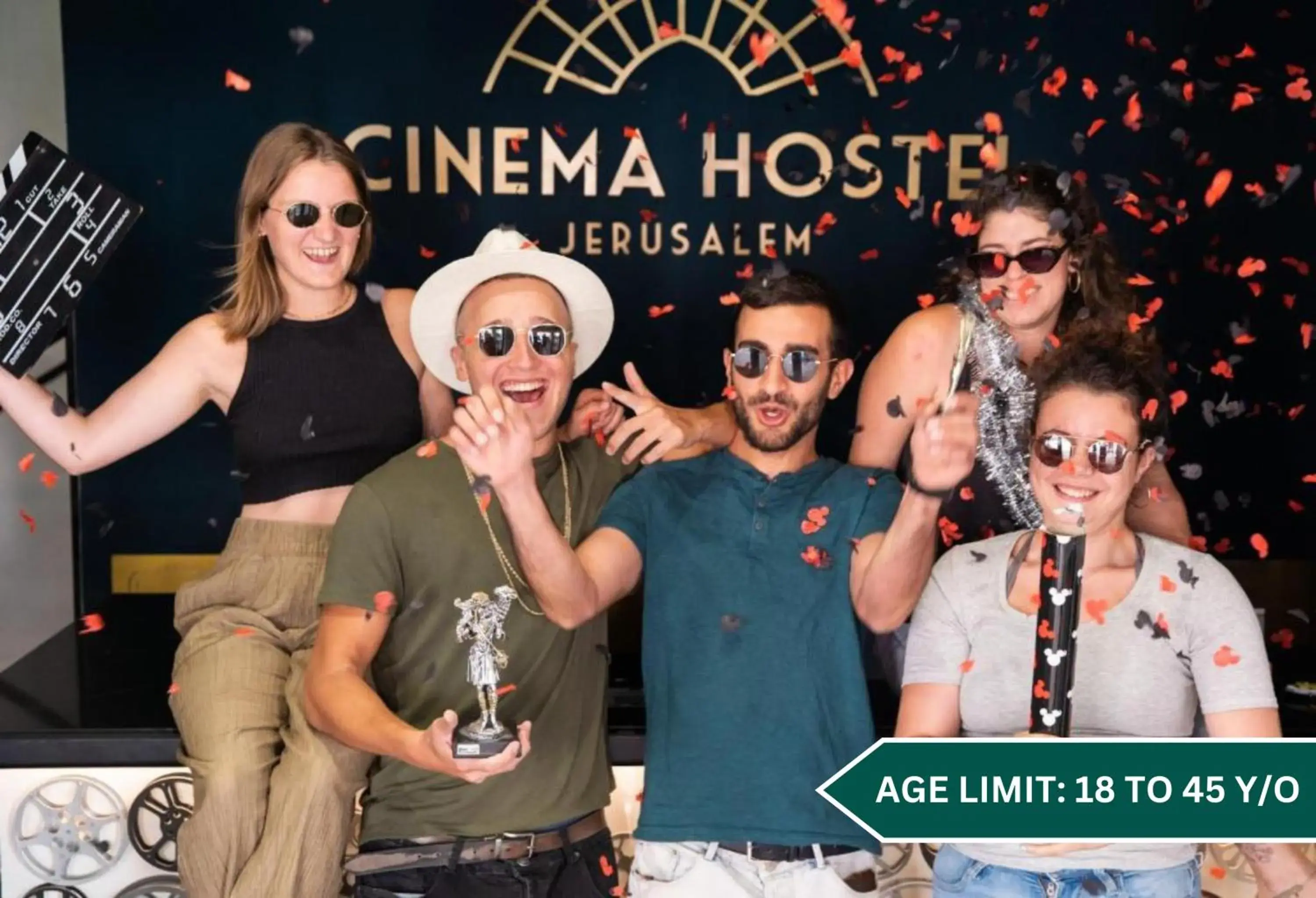 group of guests in Cinema Hostel Jerusalem