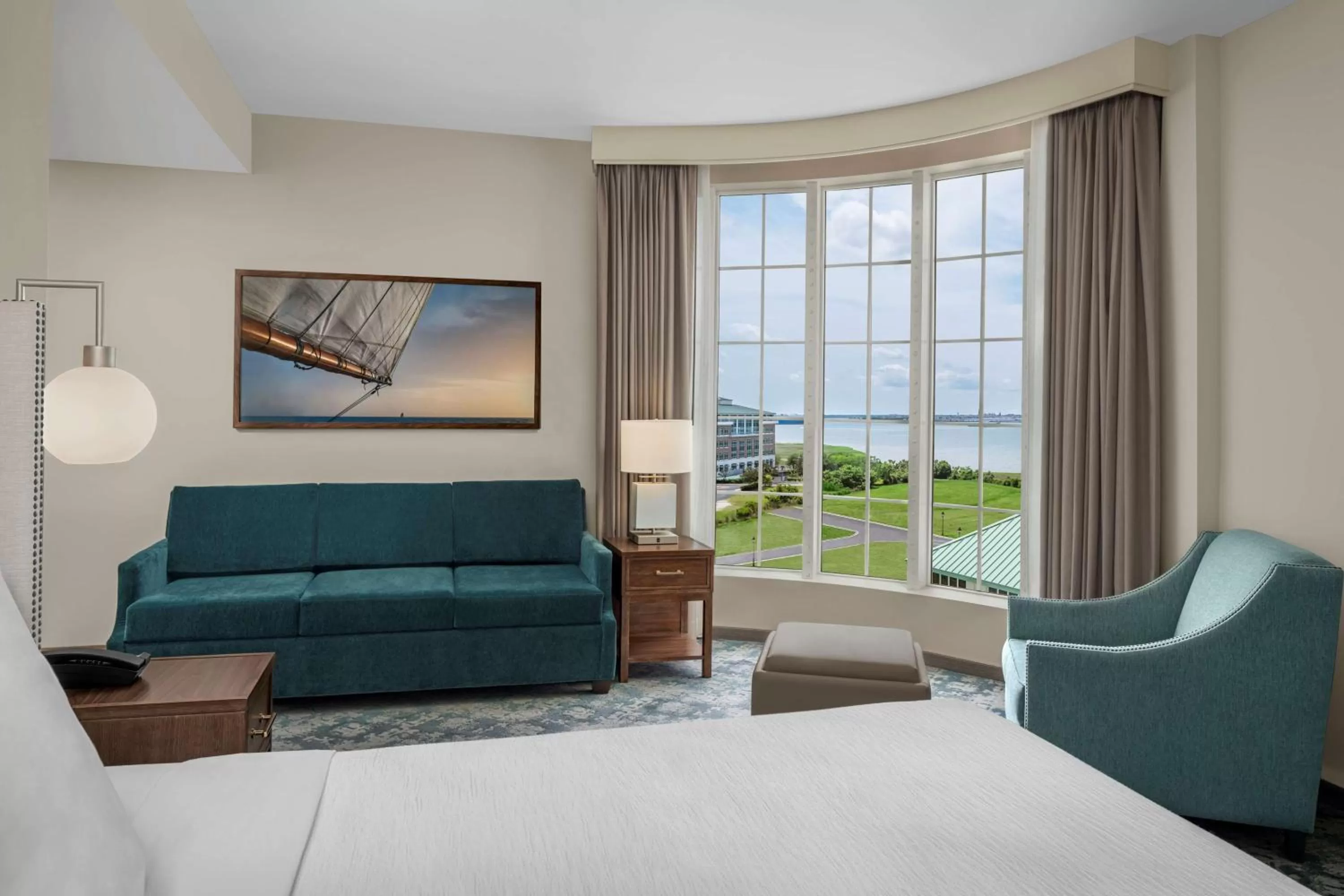 Living room, Bed in Embassy Suites by Hilton Charleston Harbor Mt. Pleasant