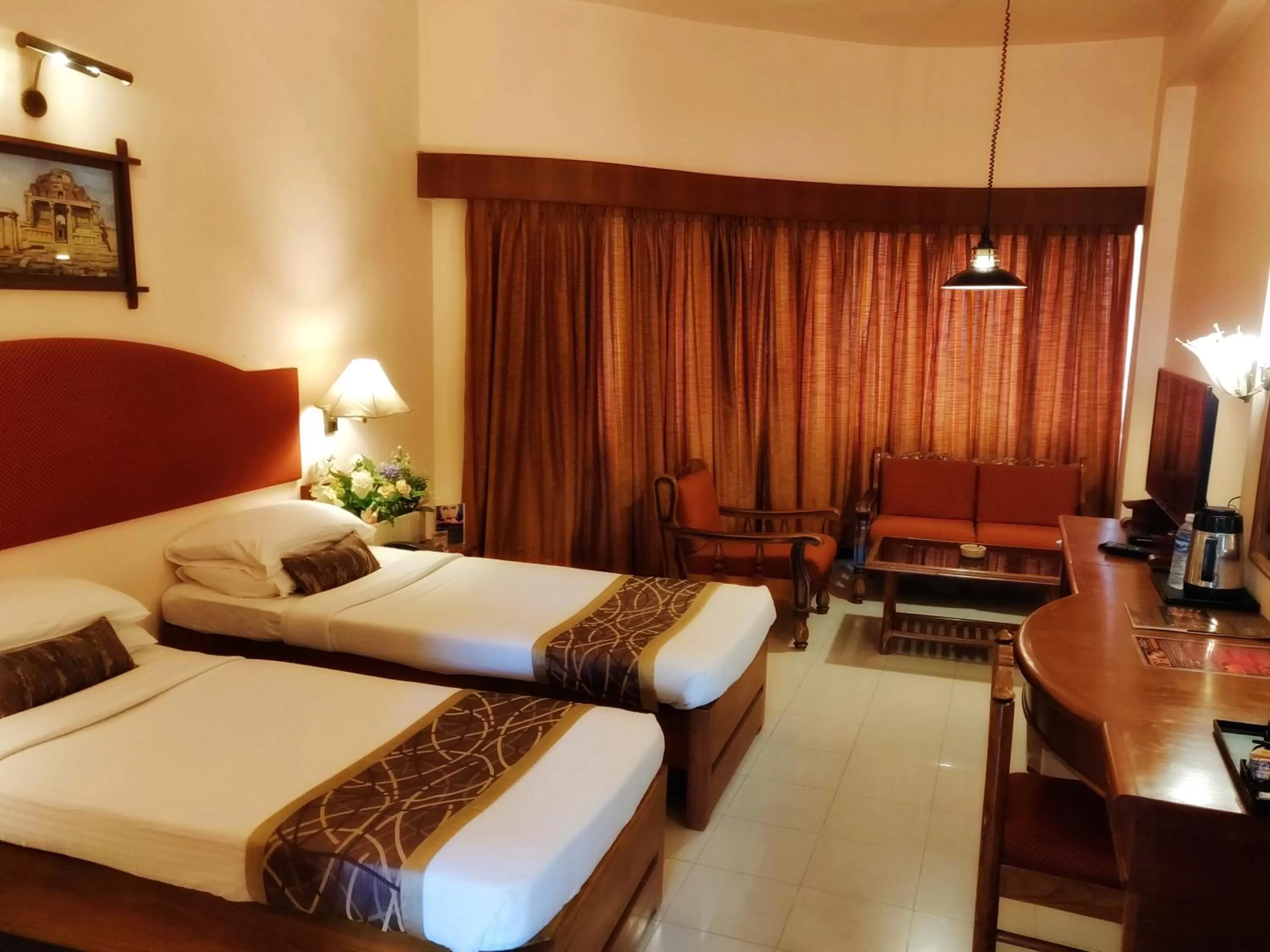 Photo of the whole room, Bed in Malligi,Hampi