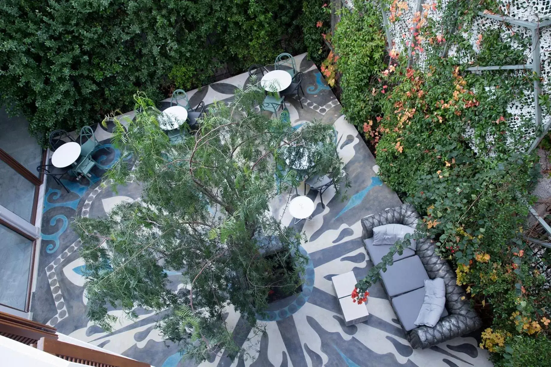 Patio, Bird's-eye View in Apollon Library Suites