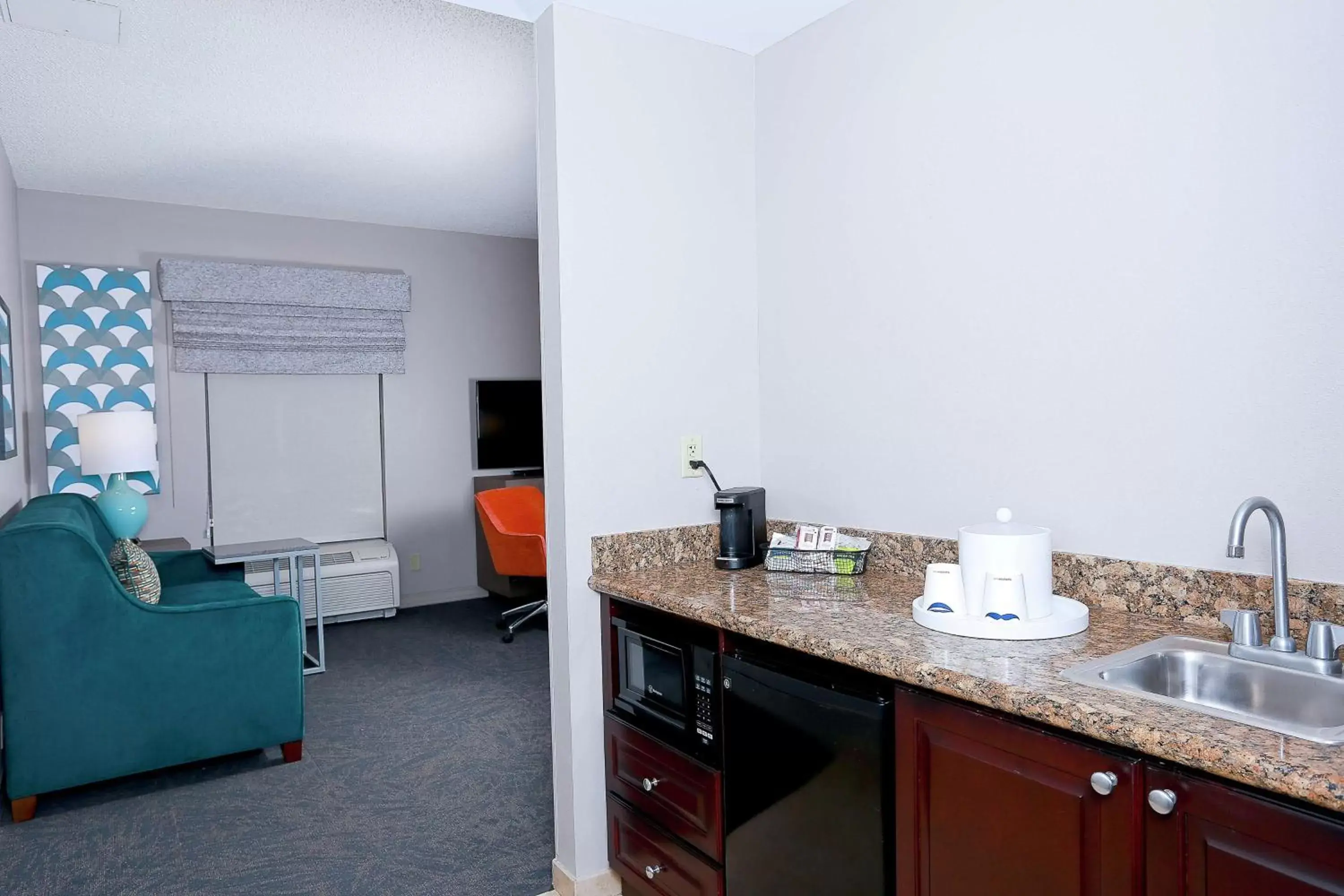 Bedroom, Kitchen/Kitchenette in Hampton Inn & Suites Tampa-Wesley Chapel