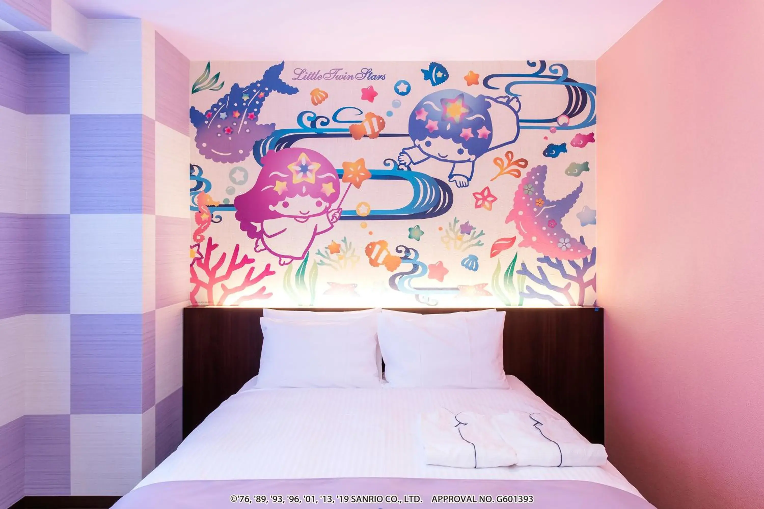 Bed in Hotel Okinawa With Sanrio Characters