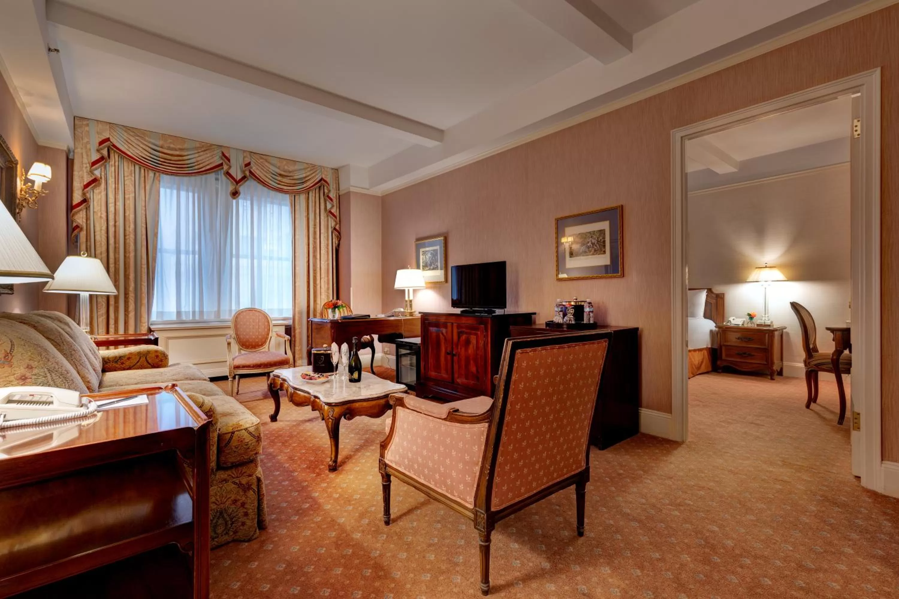 Living room in Hotel Elysee by Library Hotel Collection