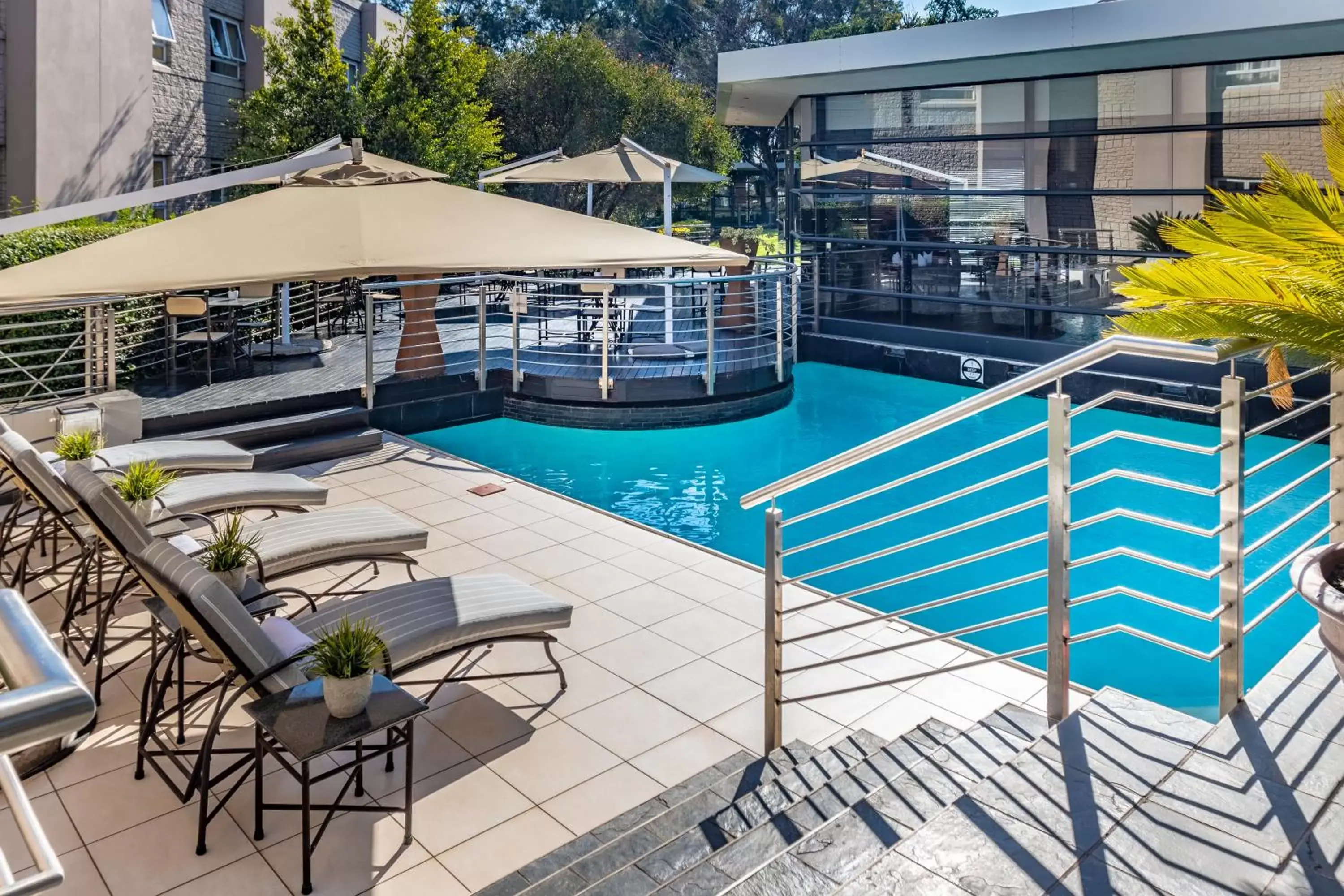 Balcony/Terrace, Swimming Pool in City Lodge Hotel Johannesburg Airport, Barbara Road