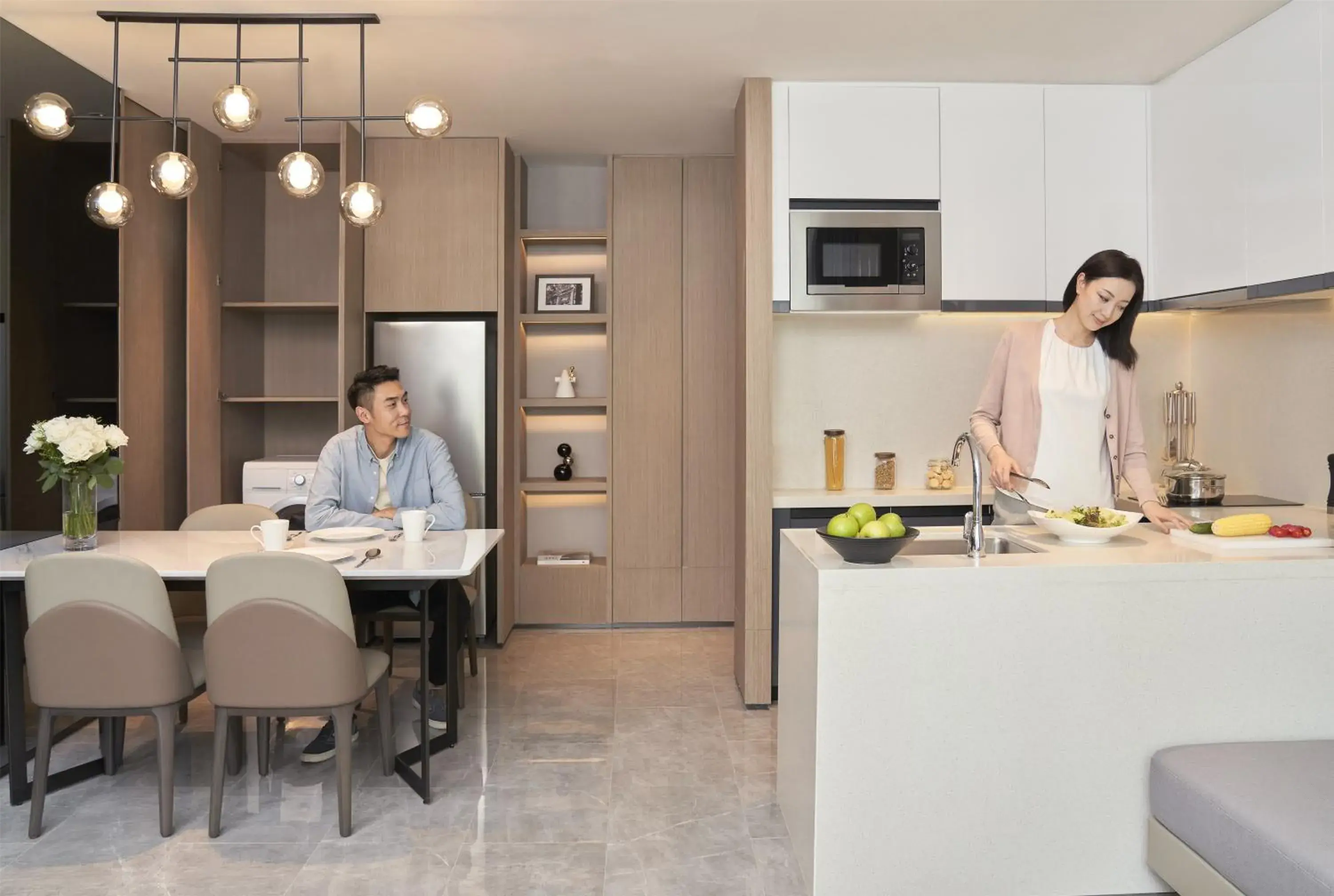 Kitchen or kitchenette in The Meixi Lake, Changsha Marriott Executive Apartments