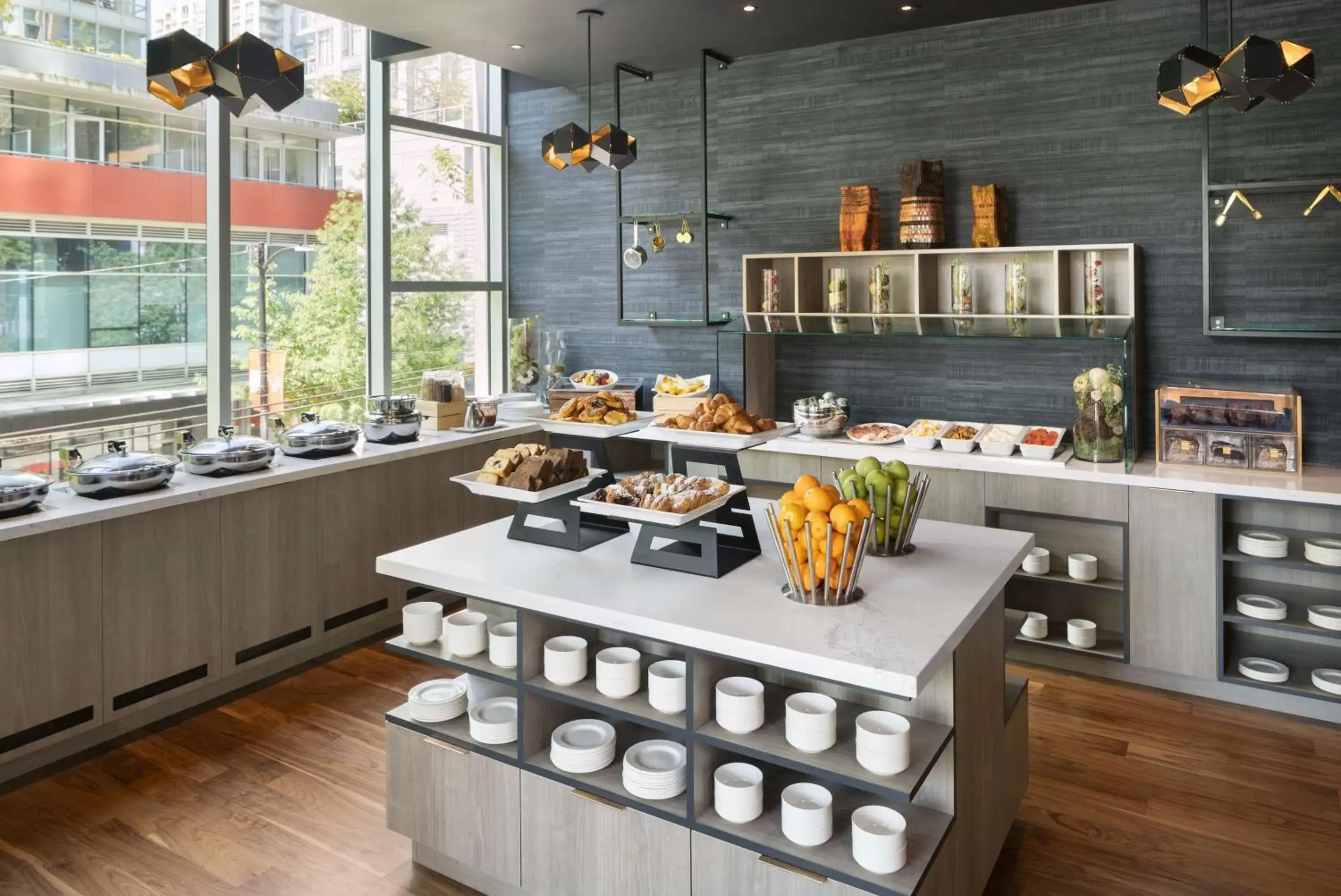 Breakfast, Kitchen/Kitchenette in Hilton Vancouver Downtown, BC, Canada