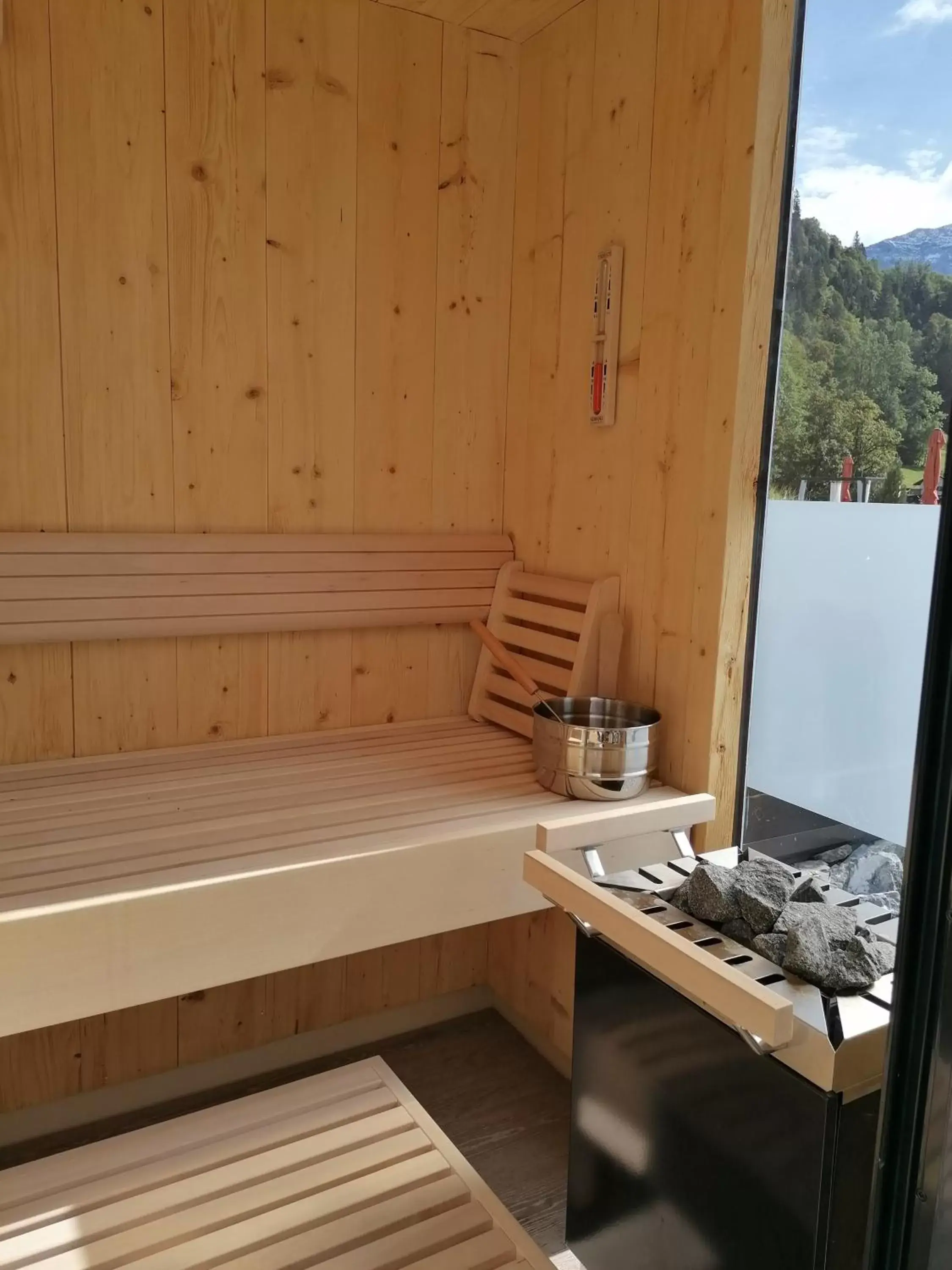 Spa nest with private sauna - panoramic view of the sunny side with terrace in Das Graseck - mountain hideaway & health care