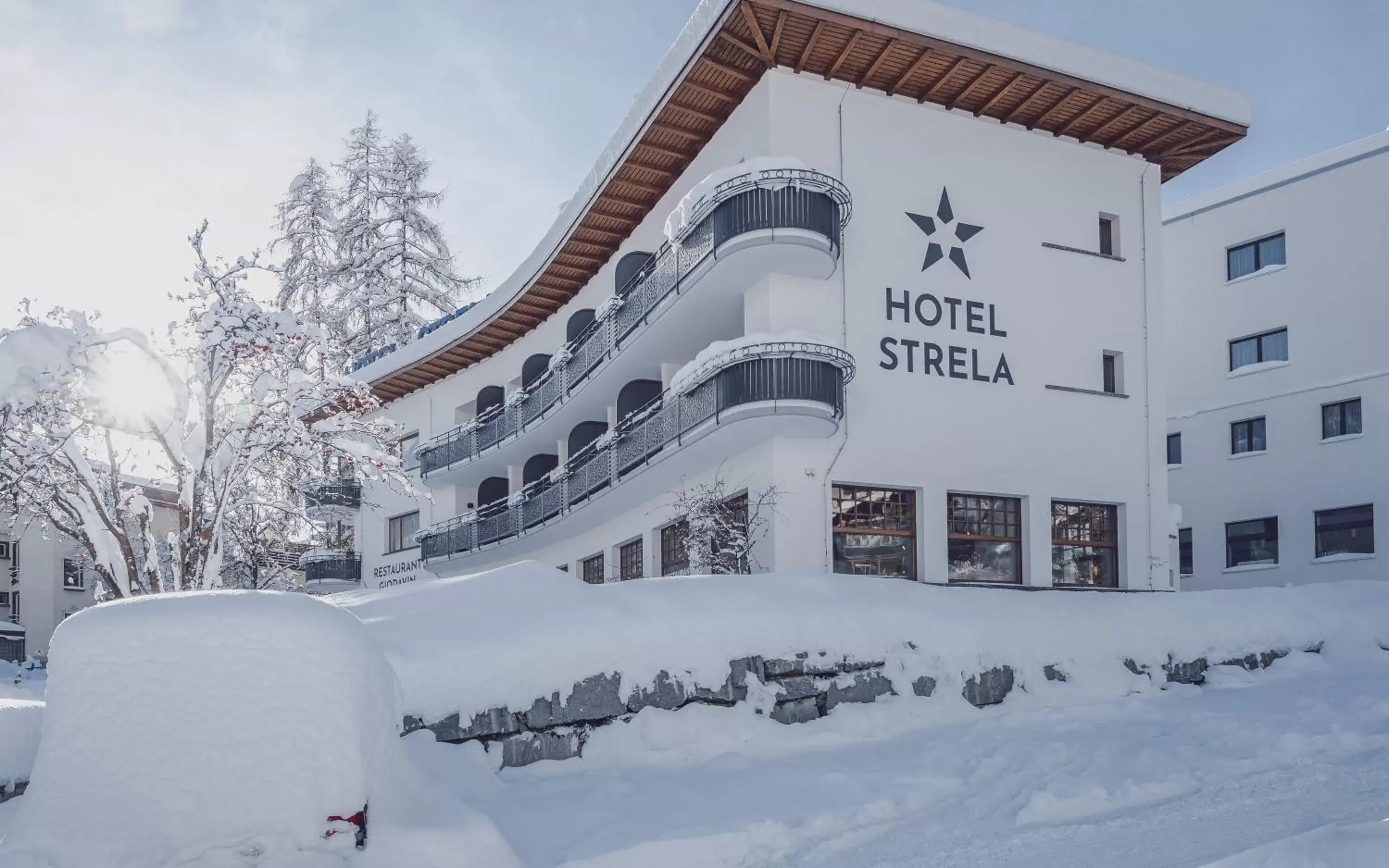 Property building, Winter in Hotel Strela
