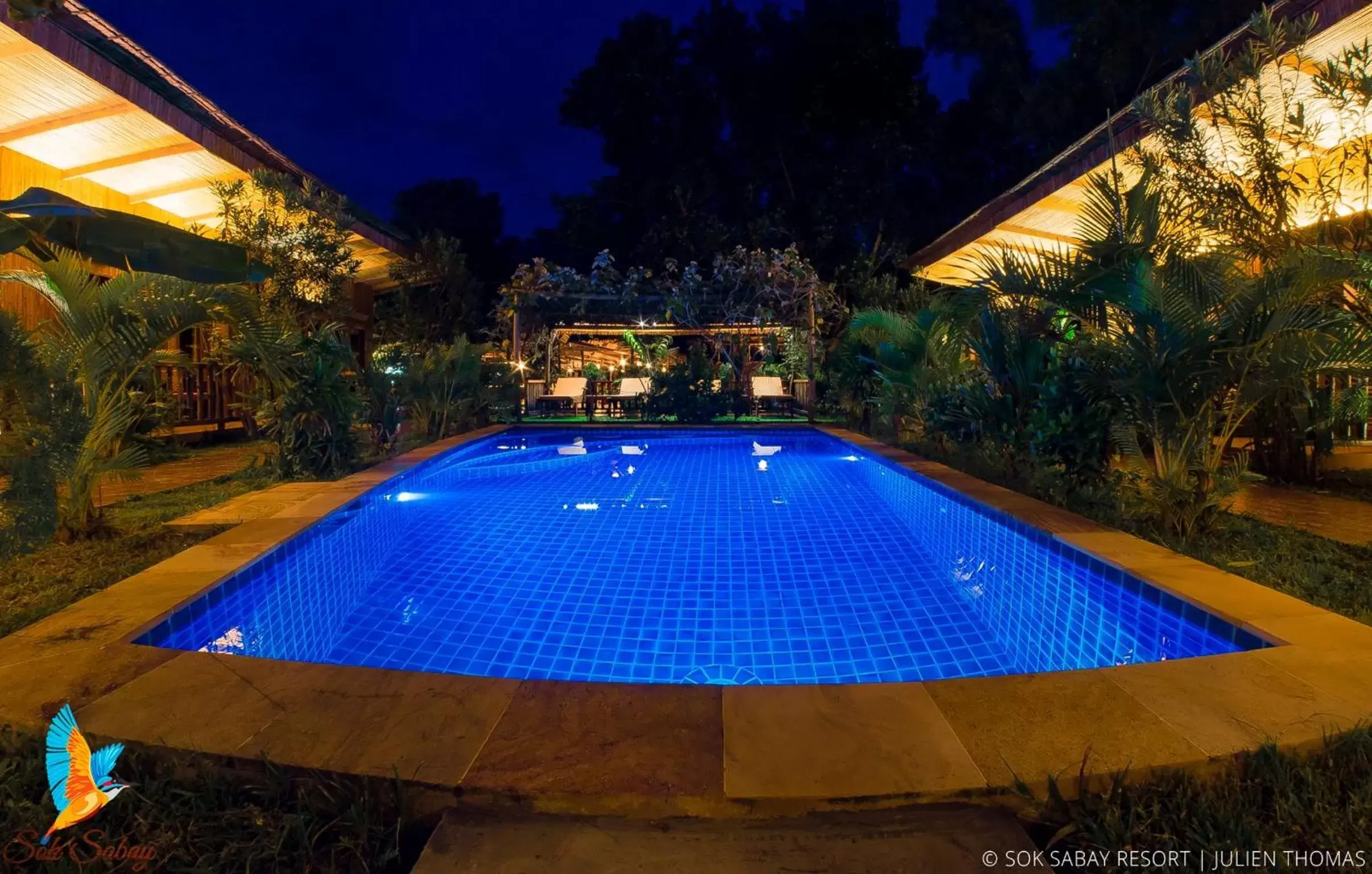 Night, Swimming Pool in Sok Sabay Resort