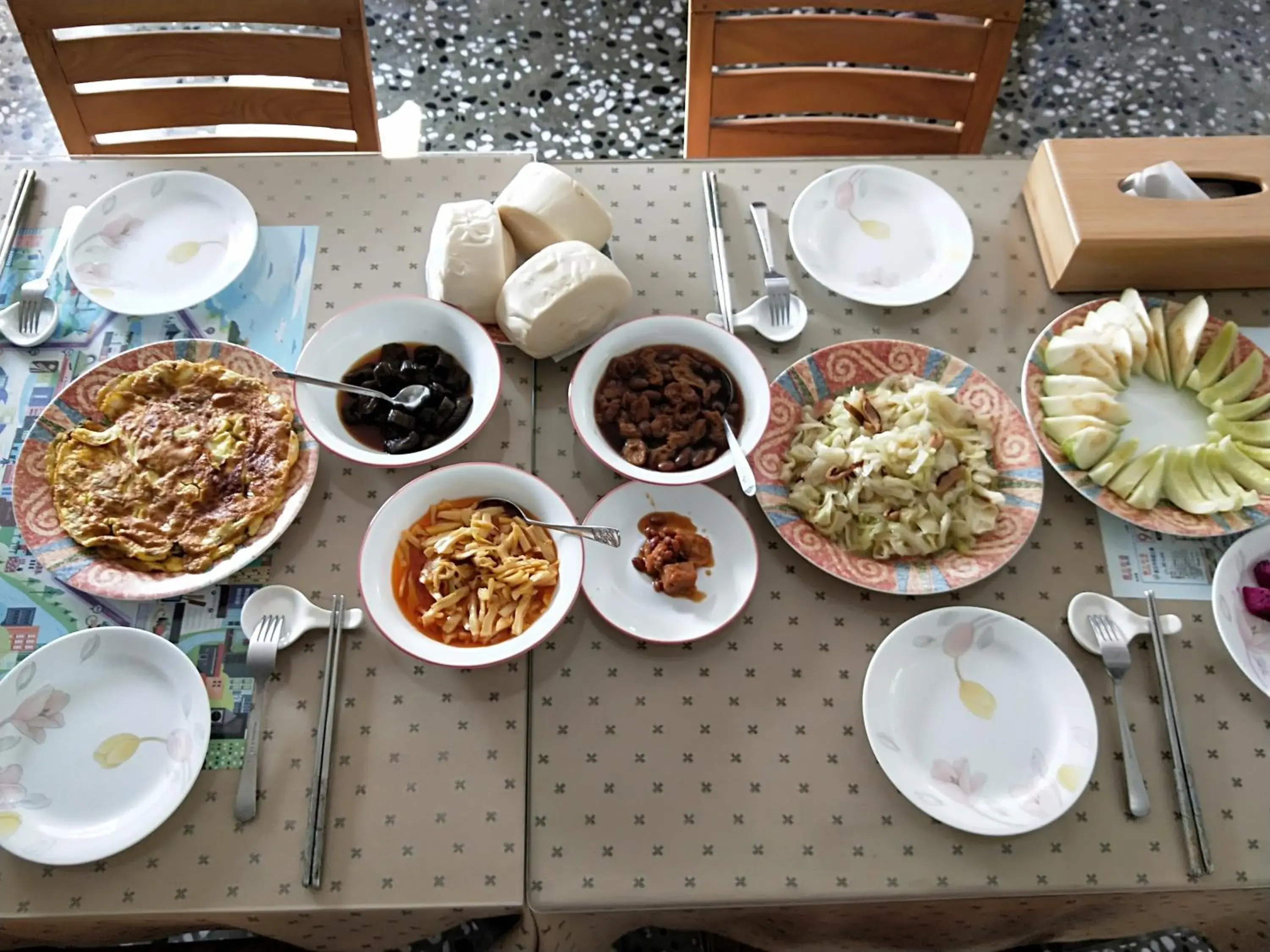 Asian breakfast in Levite Villa