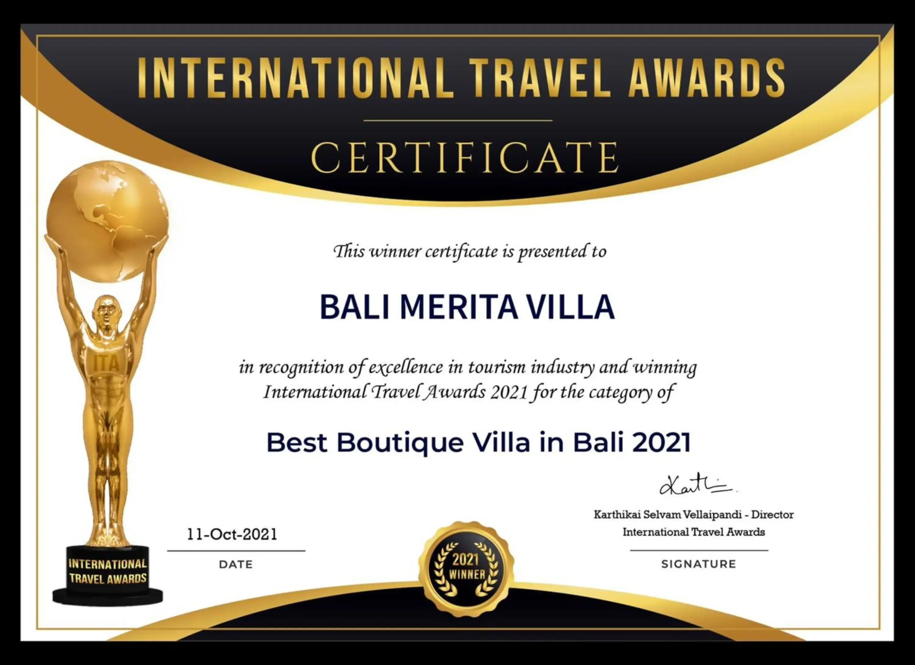 Certificate/Award in Bali Merita Villa