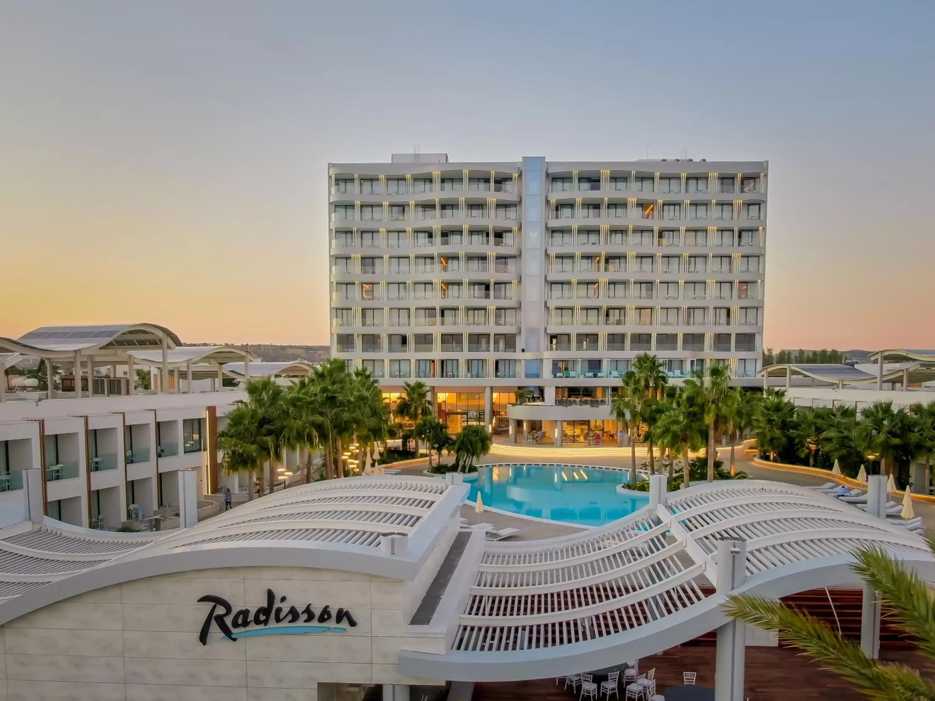 Property building, Swimming Pool in Radisson Beach Resort Larnaca