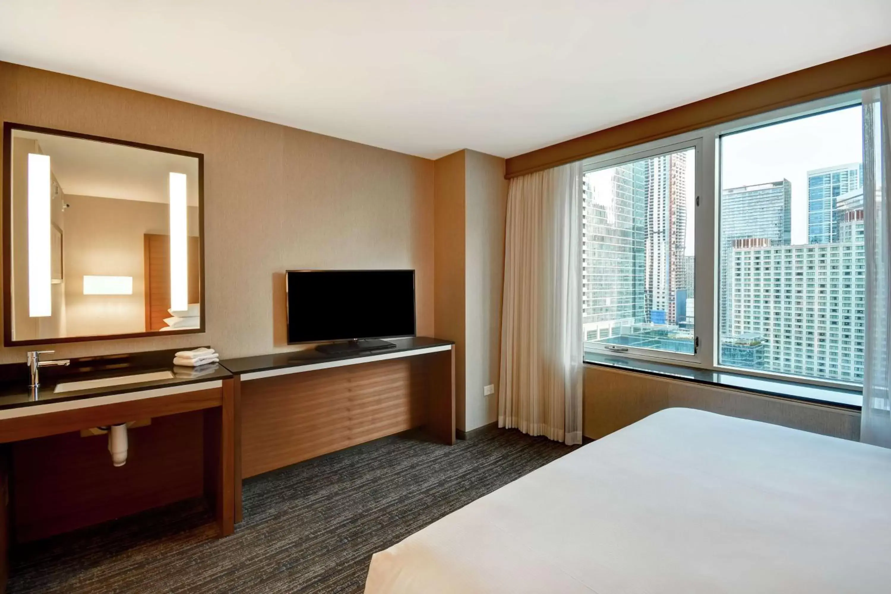 Bedroom, TV/Entertainment Center in Embassy Suites by Hilton Chicago Downtown Magnificent Mile