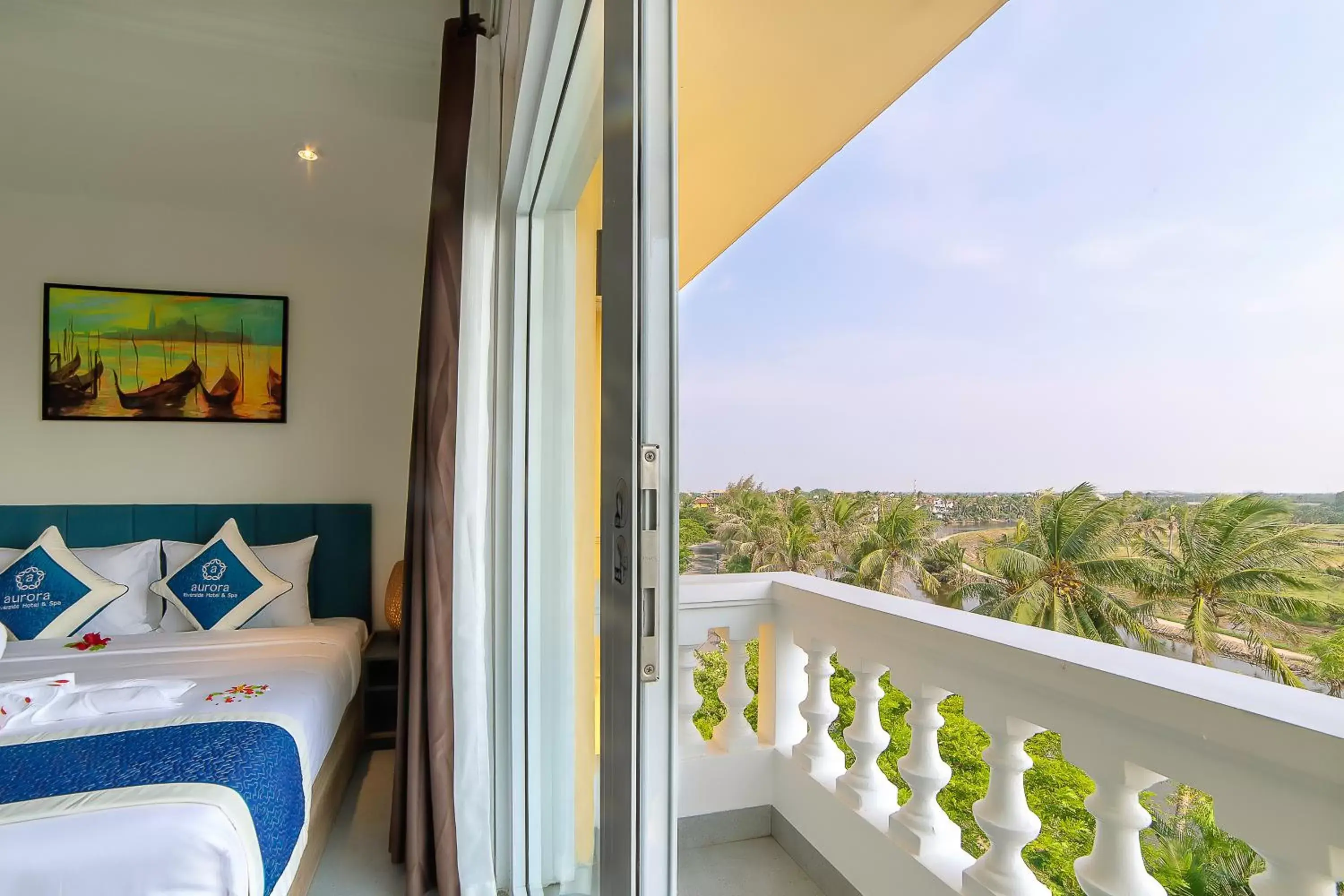 View (from property/room), Bed in Hoi An Aurora Riverside Hotel and Spa View (from property/room), Bed in Hoi An Aurora Riverside Hotel and Spa
