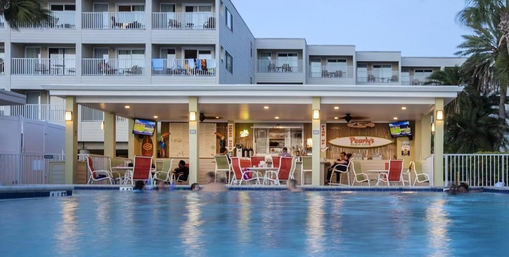 Lounge or bar, Swimming Pool in 2 Bed Condo with Balcony Facing Pool and Sunsets!