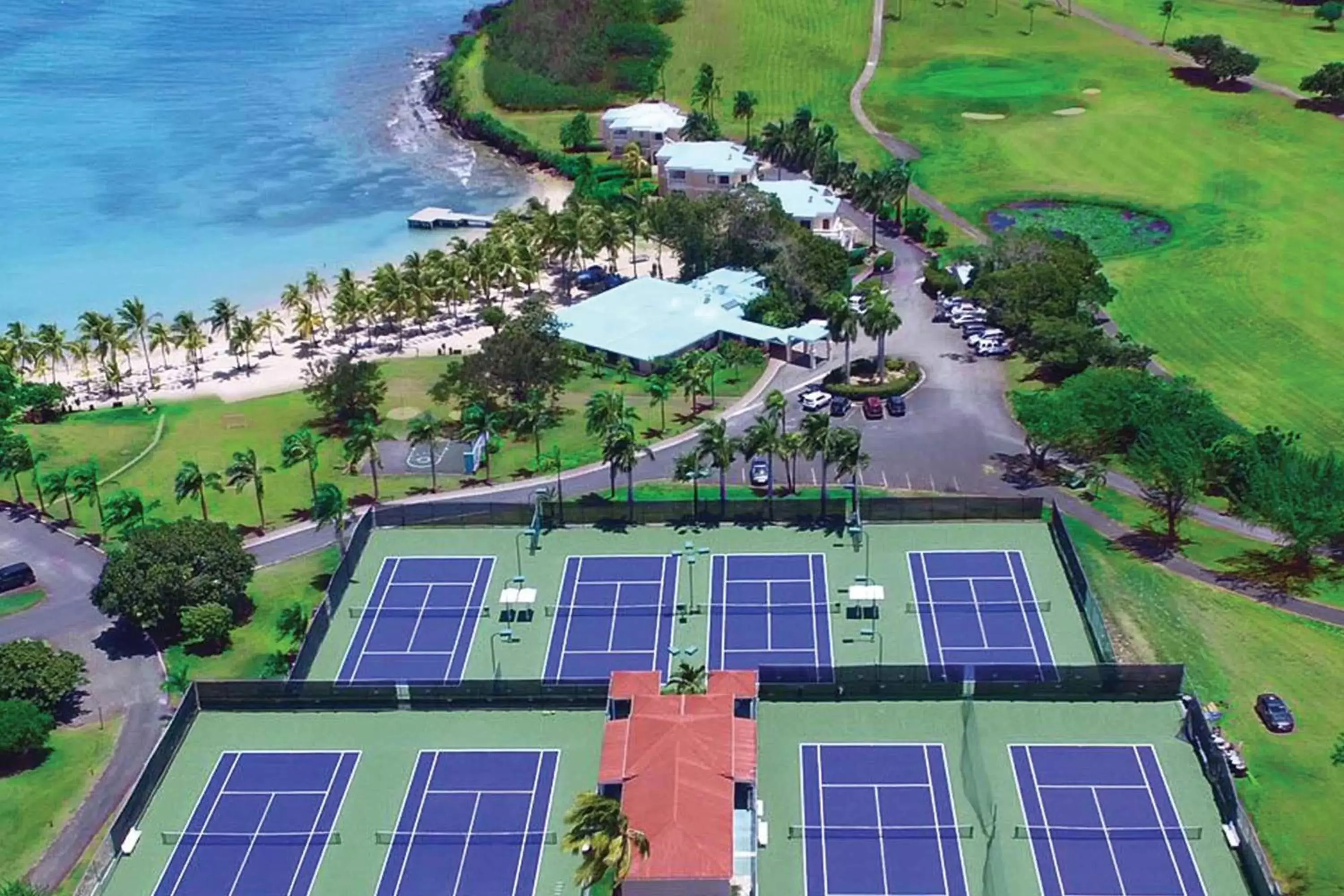 Tennis court, Bird's-eye View in The Buccaneer Beach & Golf Resort