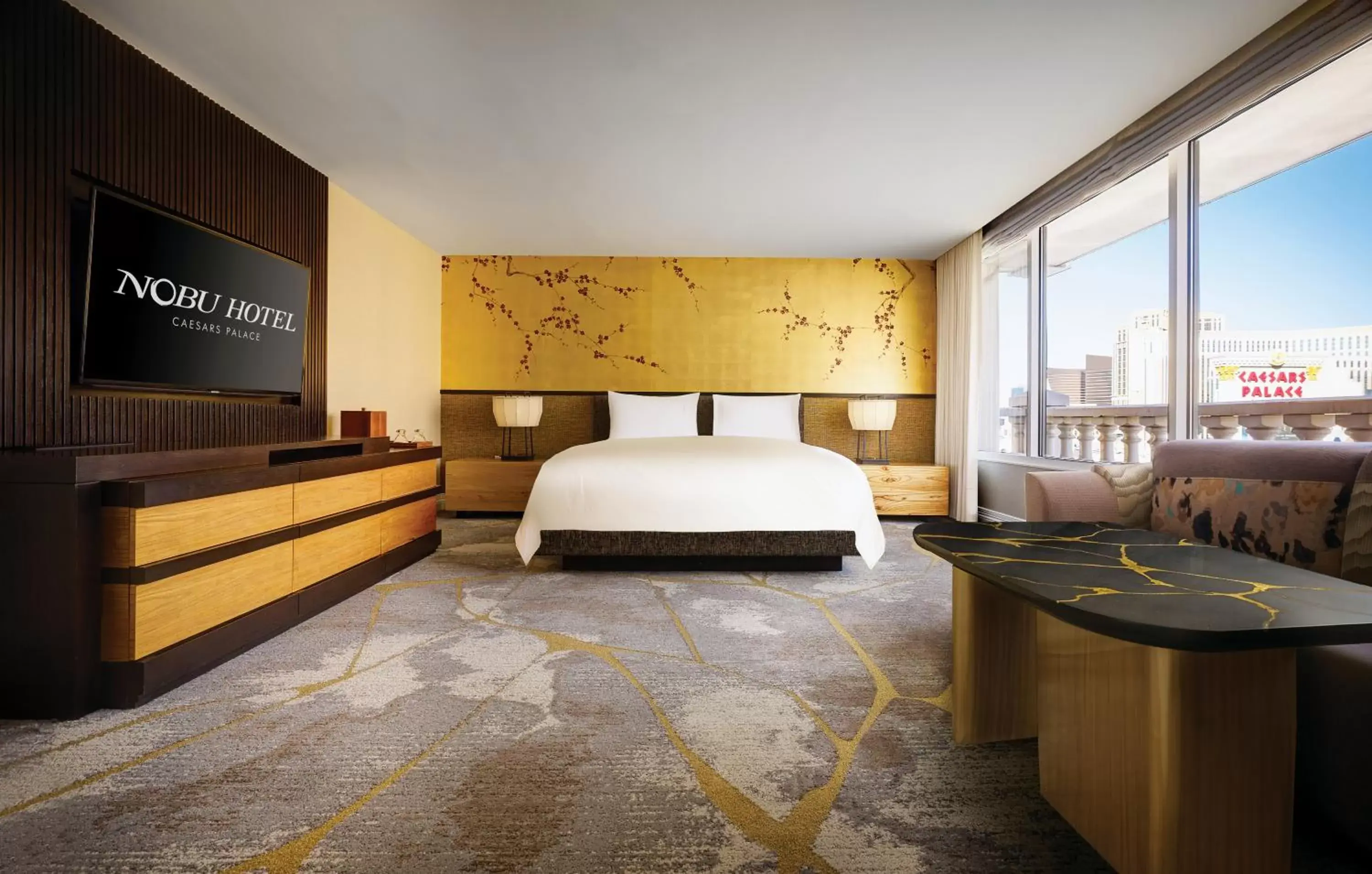 Bedroom in Nobu Hotel at Caesars Palace