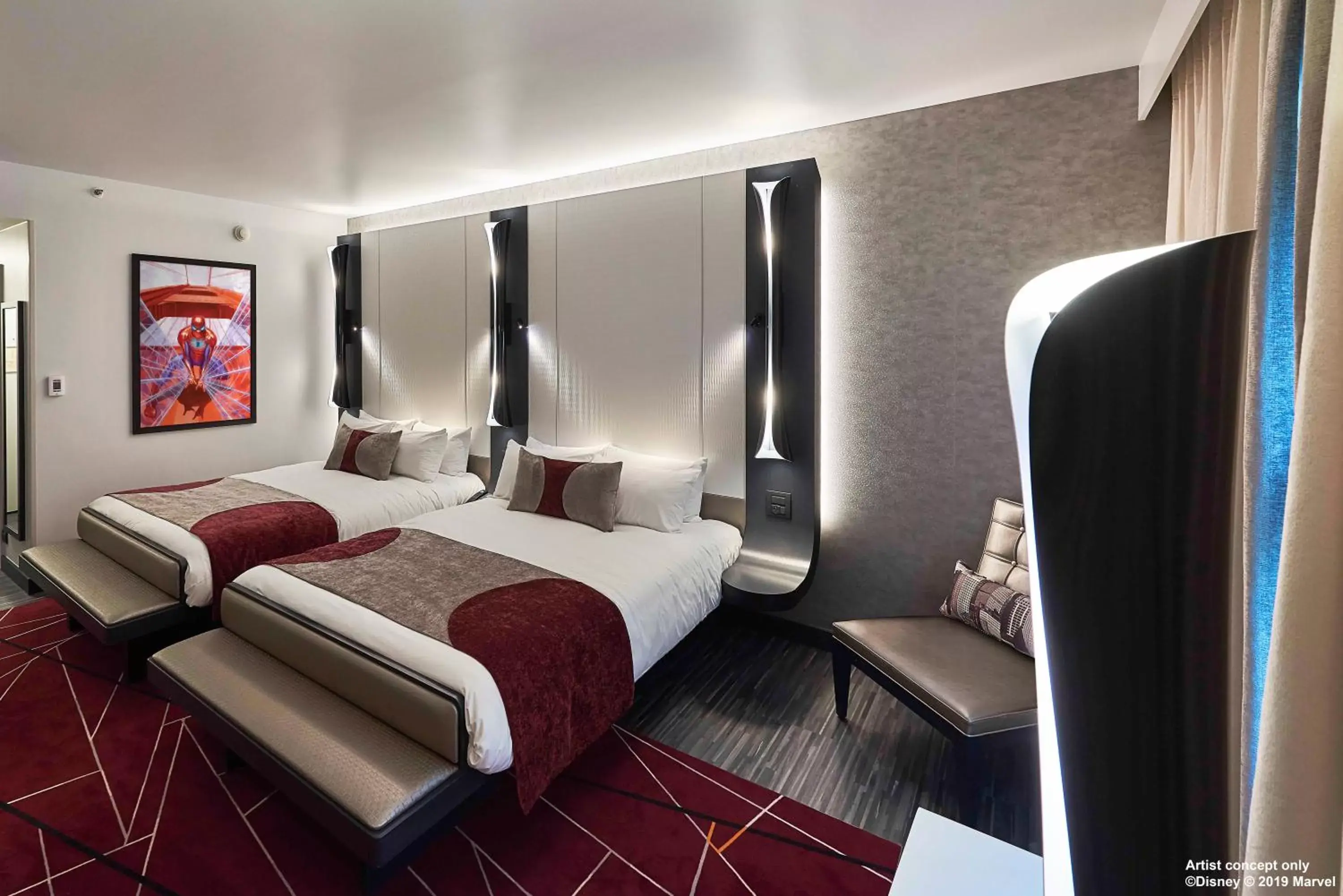 Bed in Disney Hotel New York - The Art of Marvel