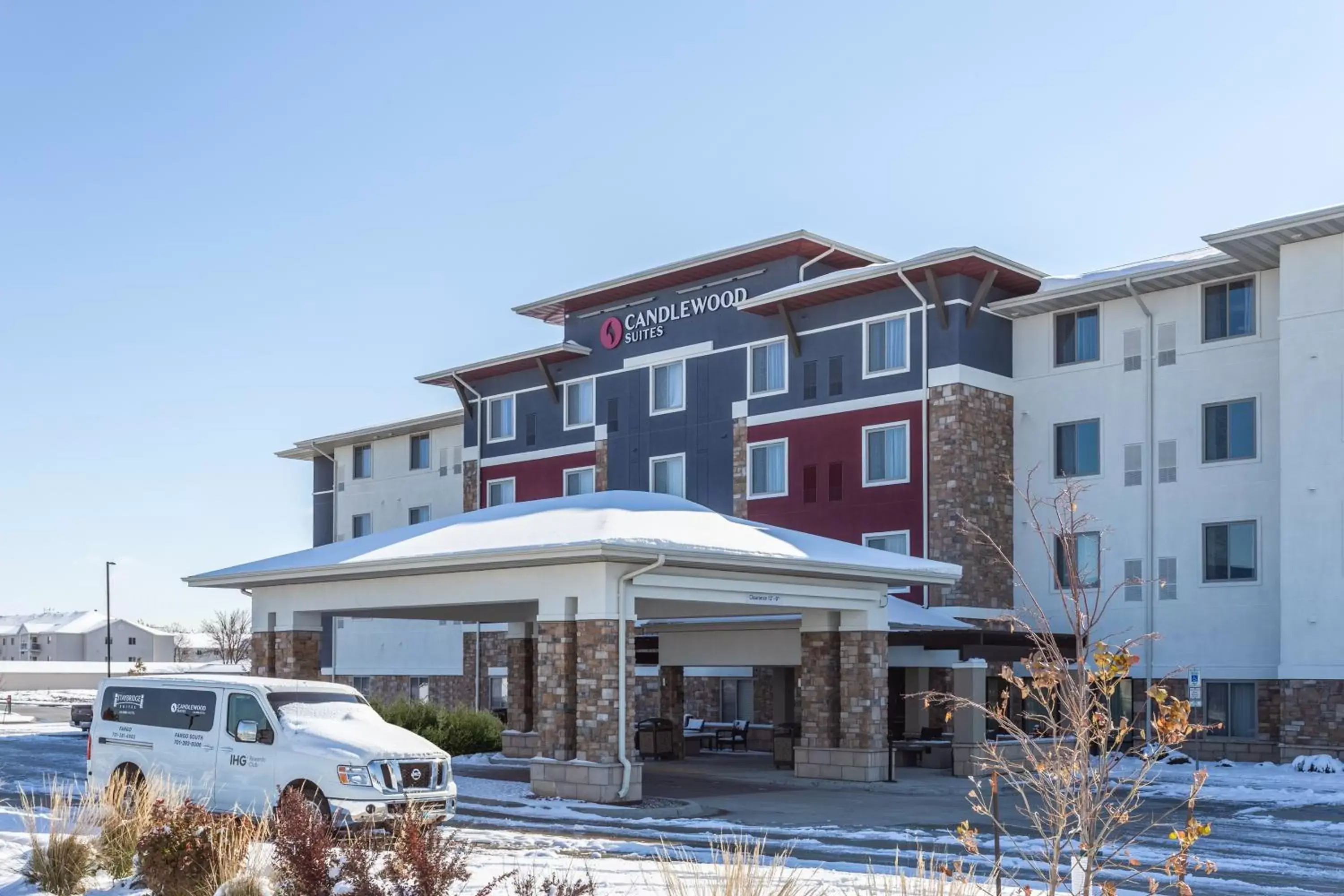 Facade/entrance in Candlewood Suites Fargo South-Medical Center, an IHG Hotel