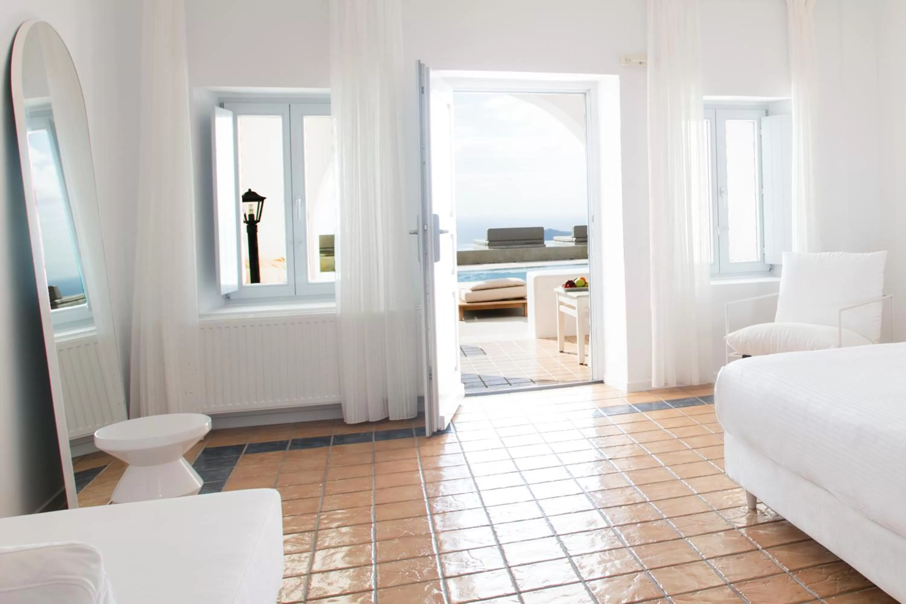 Bed in Lilium Hotel Santorini