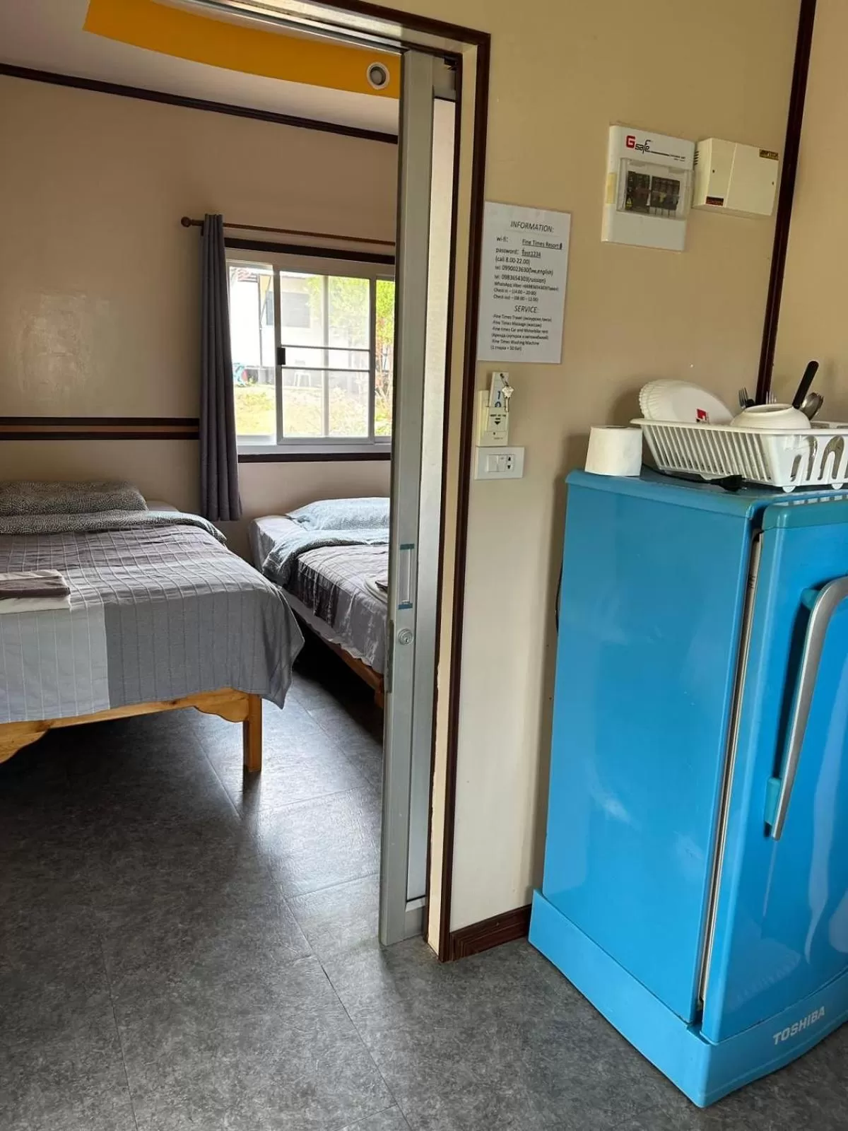 Kitchen or kitchenette, Bed in Fine Times Resort