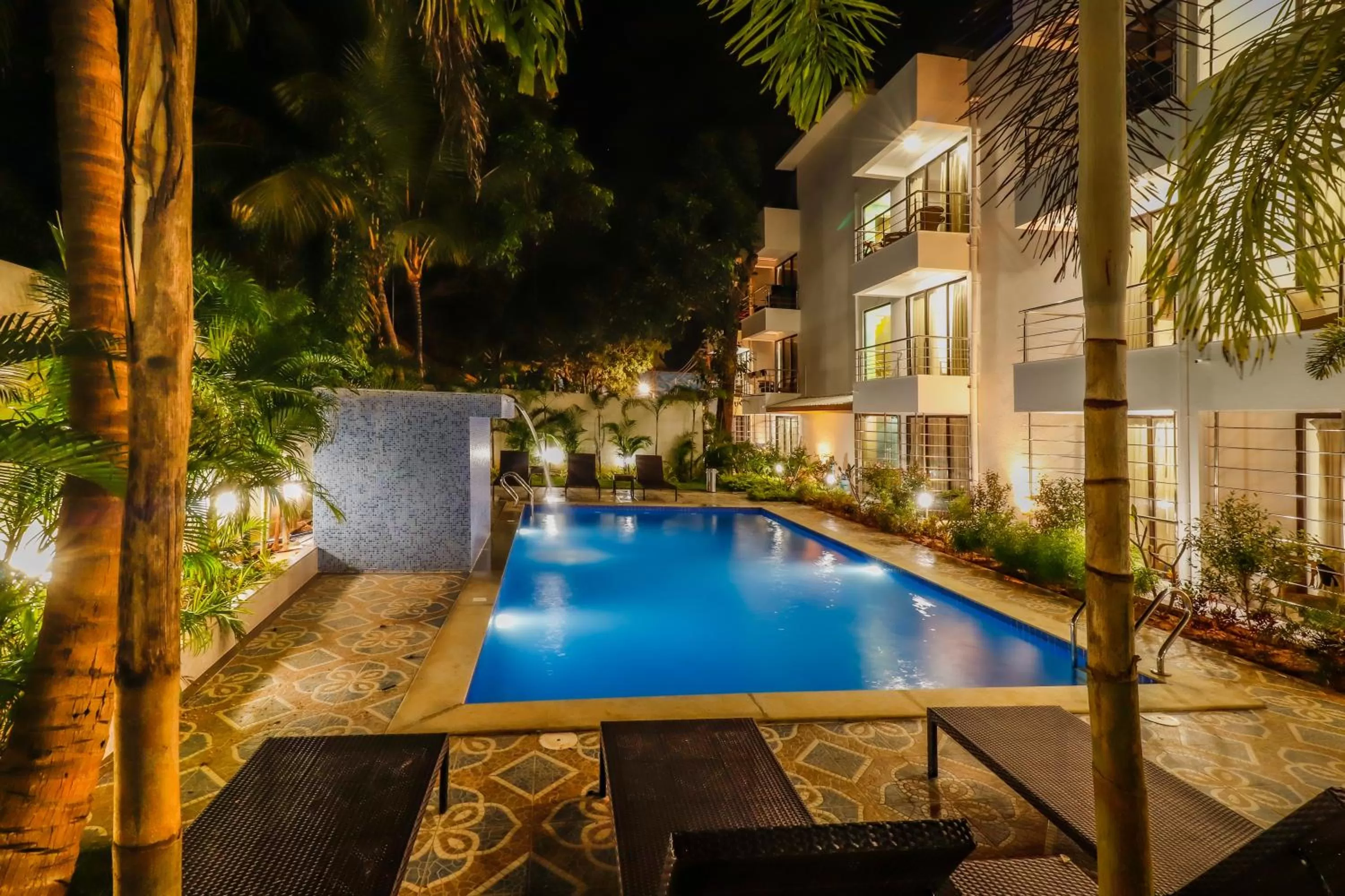 Pool view in Miranda Beach Resort Baga