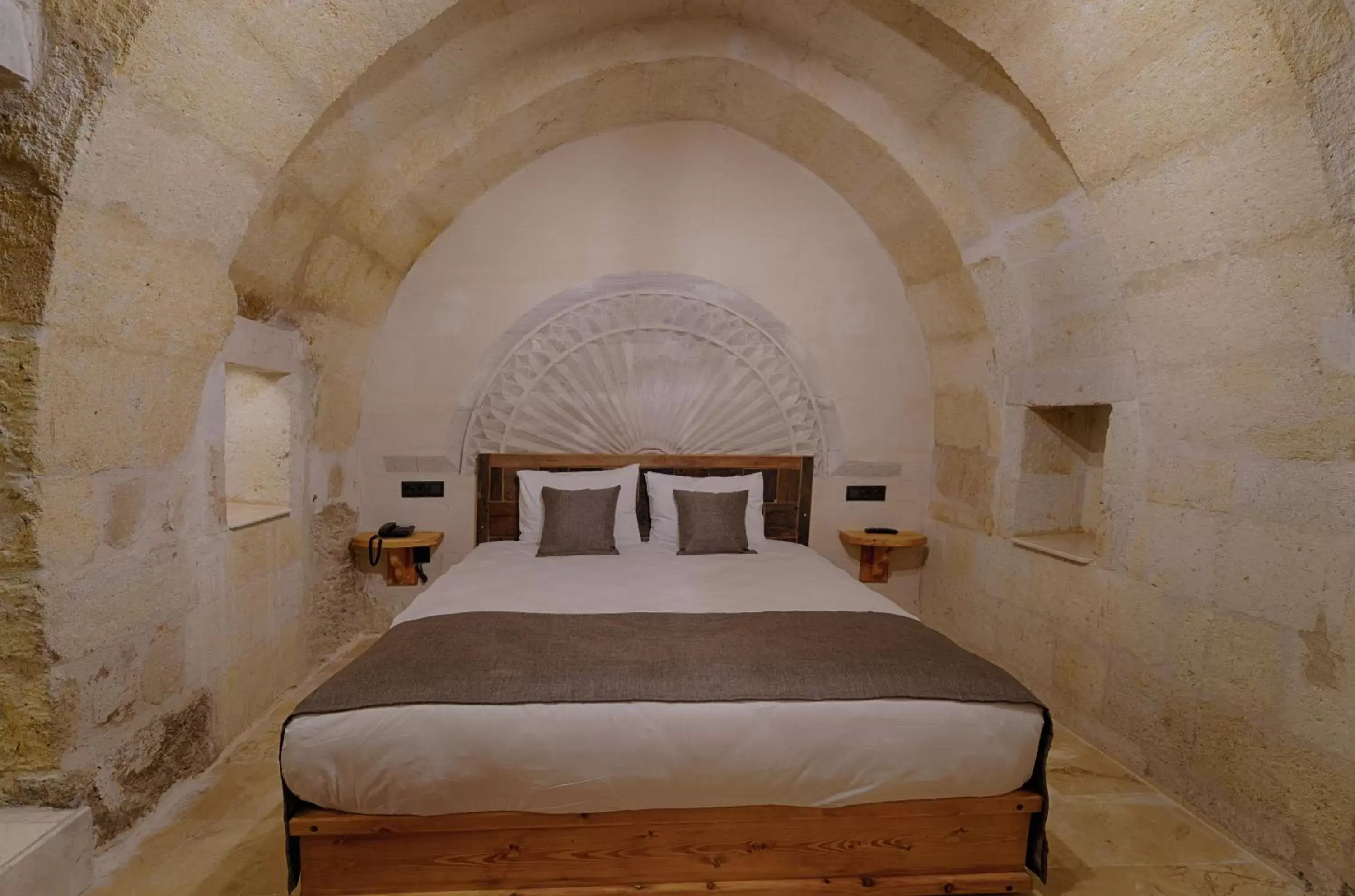 Bedroom, Bed in Concept Cave House Bedroom, Bed in Concept Cave House