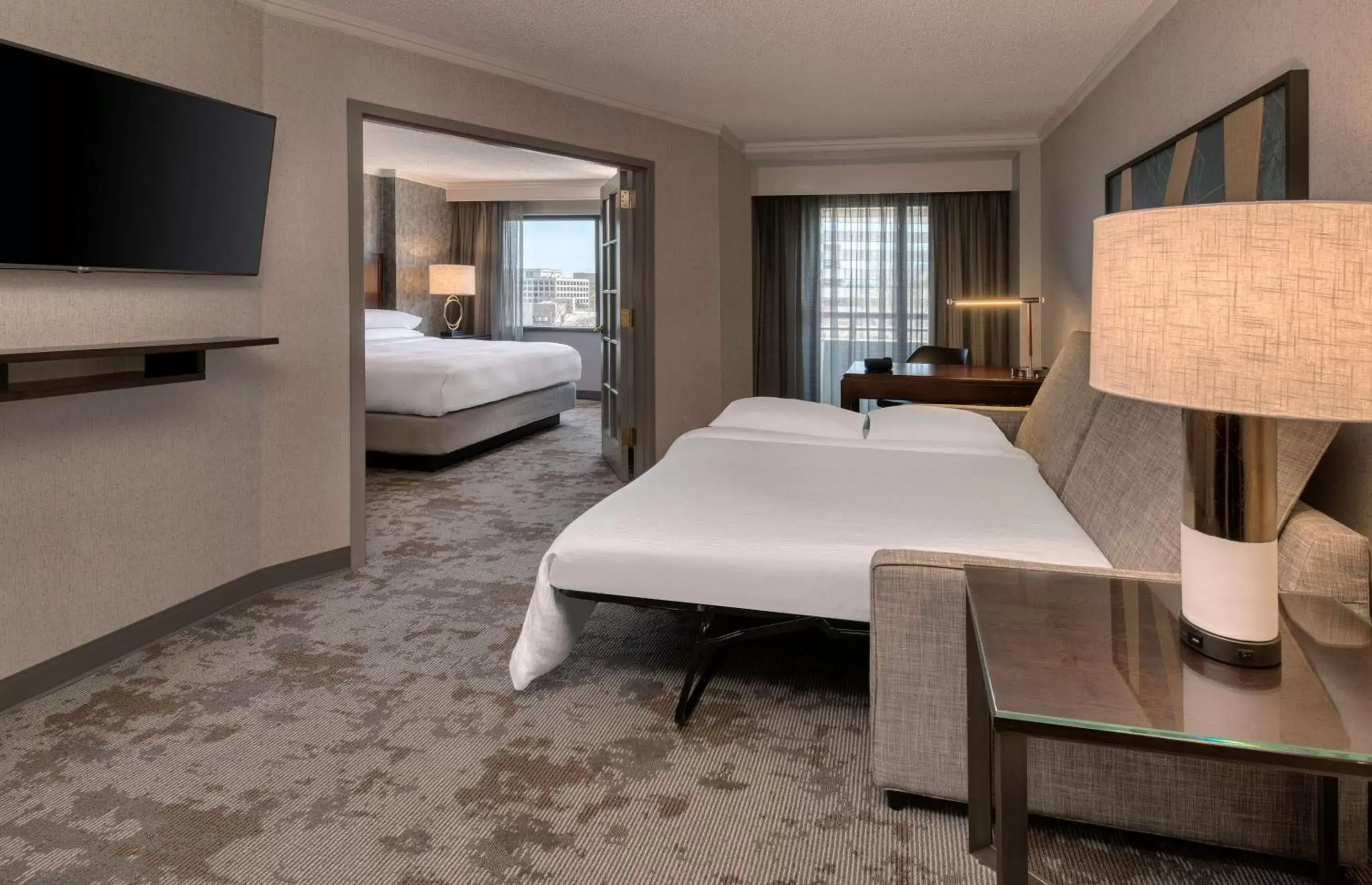 Bedroom, TV/Entertainment Center in Embassy Suites by Hilton Bethesda Washington DC