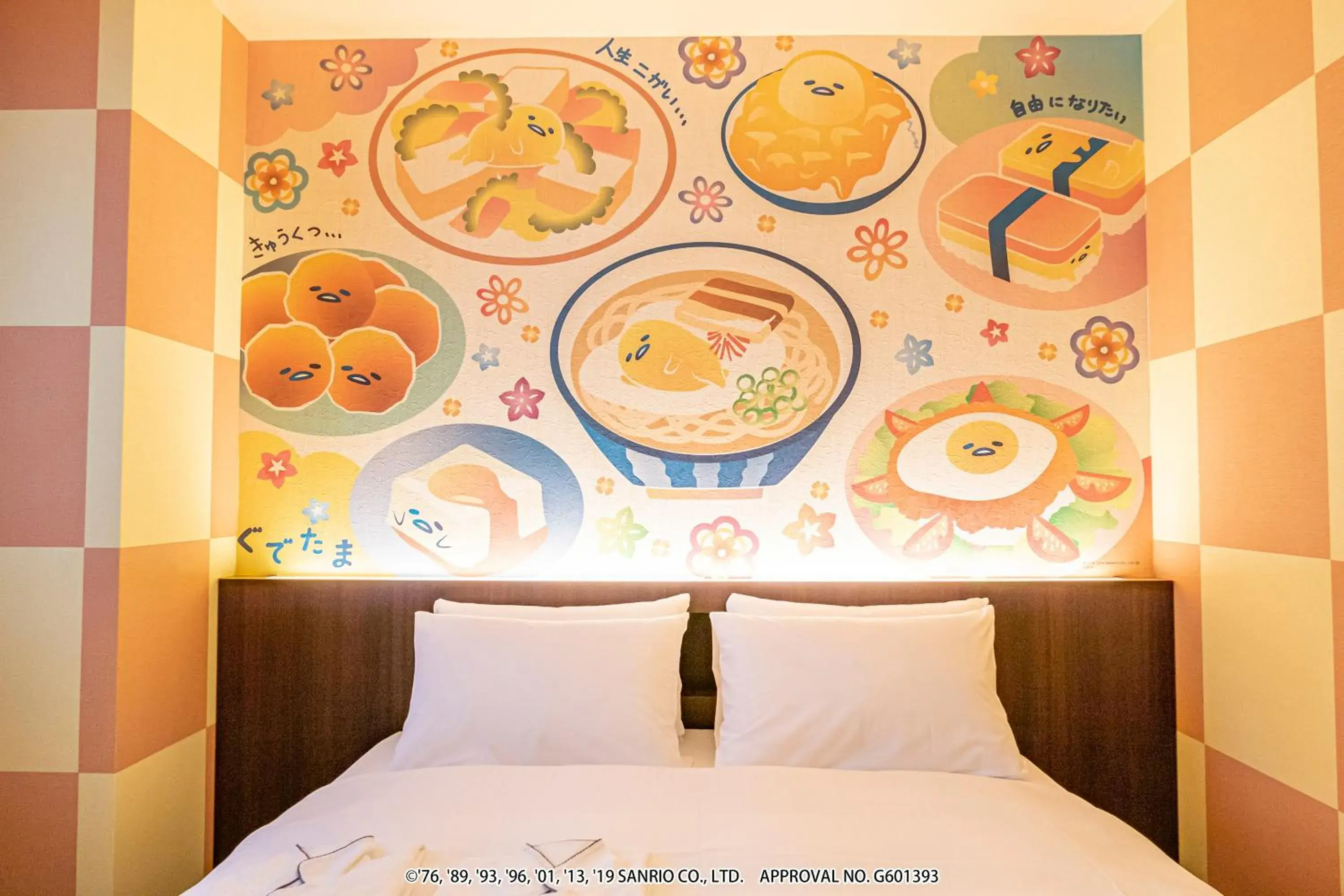 Bed in Hotel Okinawa With Sanrio Characters