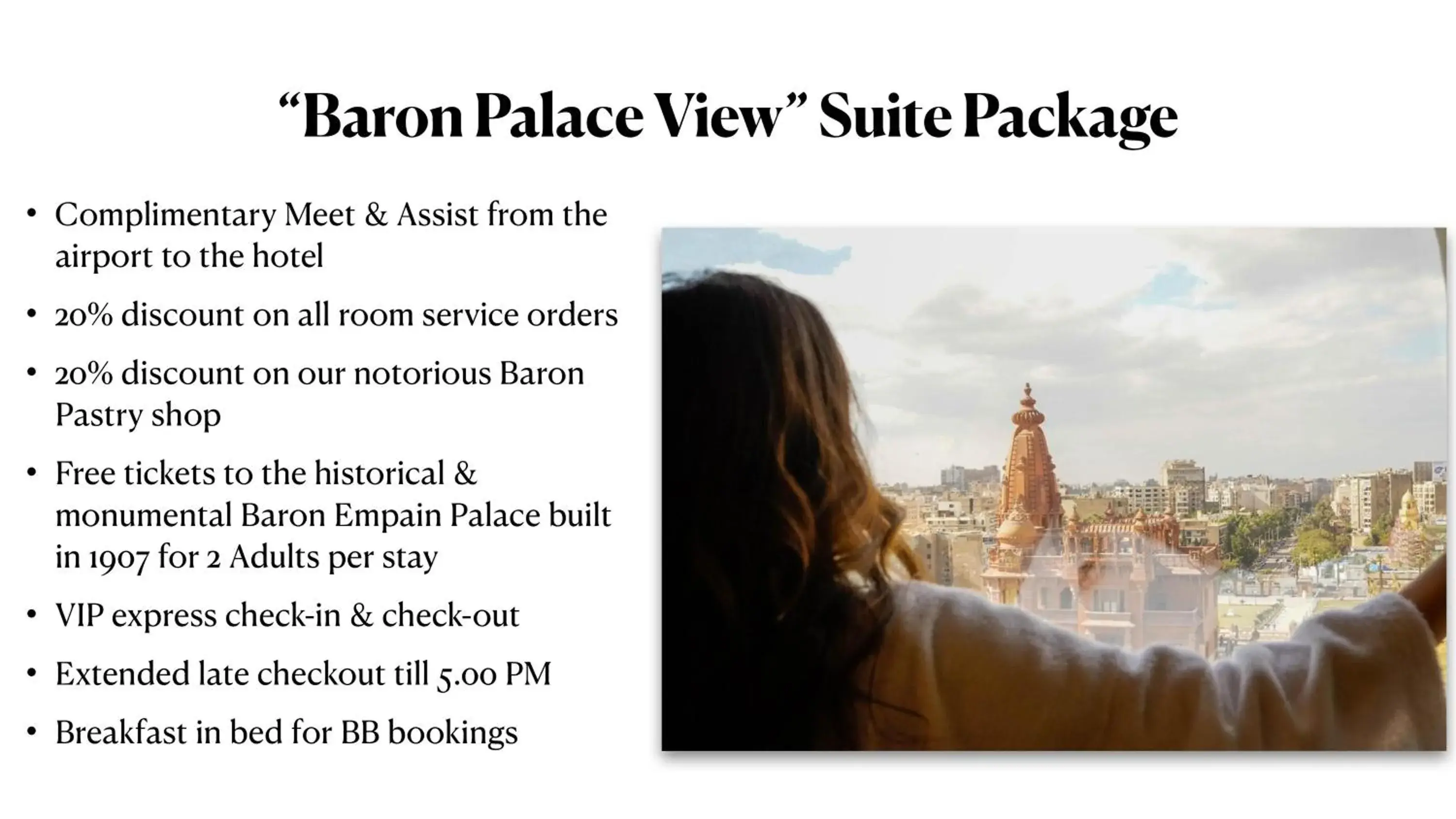 Area and facilities in Baron Hotel Cairo