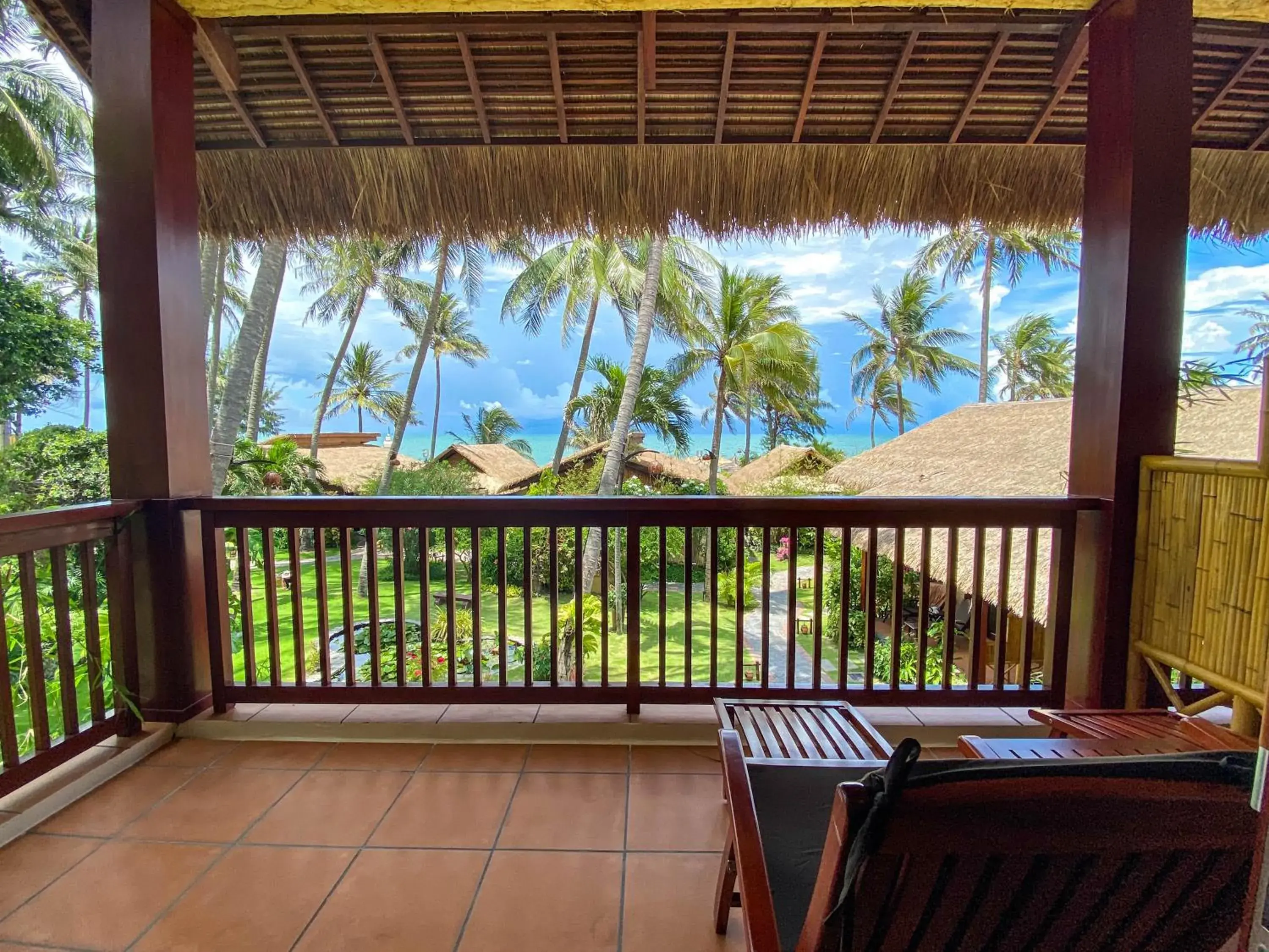 Balcony/Terrace, Pool View in Bamboo Village Beach Resort & Spa