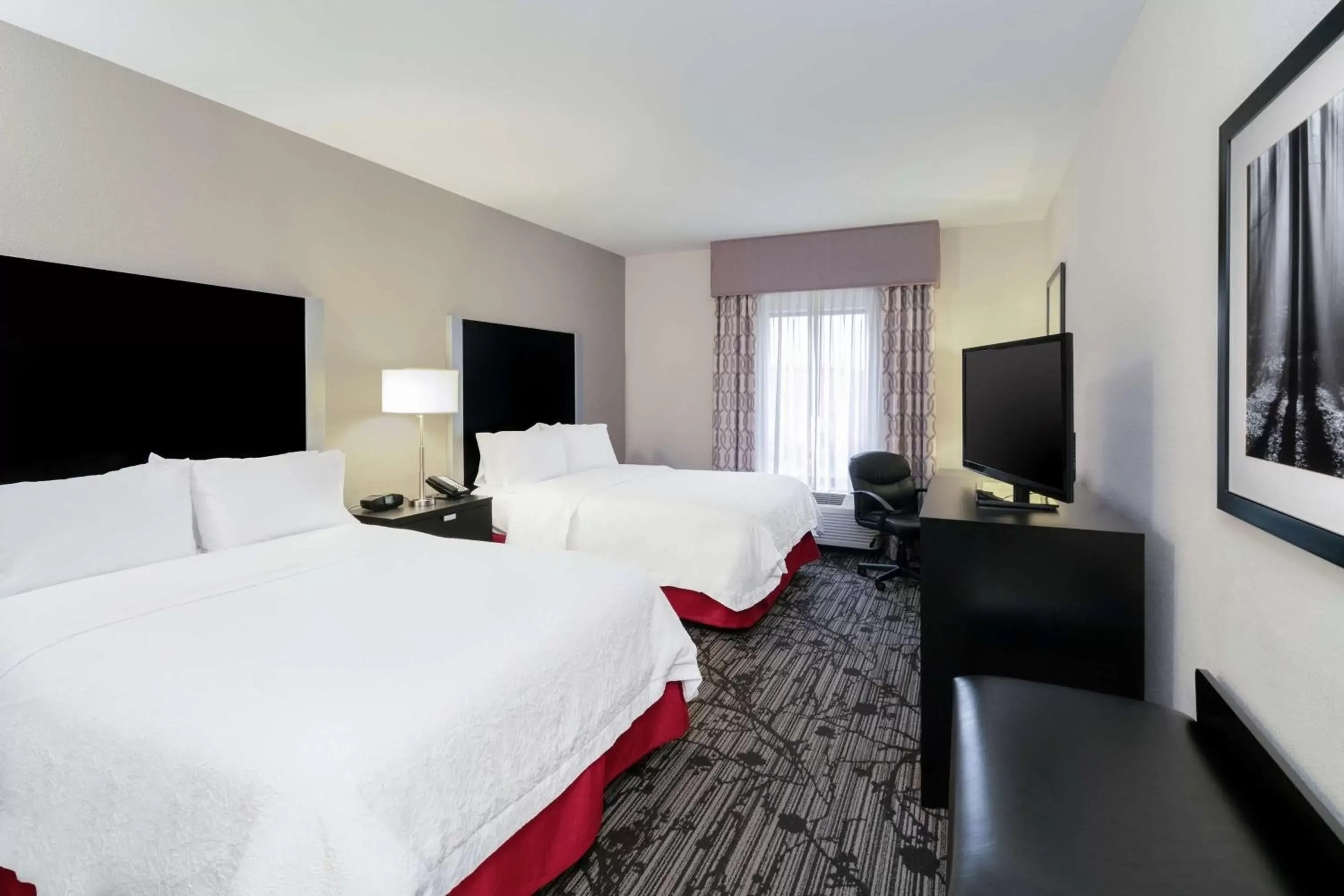 Bedroom, TV/Entertainment Center in Hampton Inn and Suites Roanoke Airport/Valley View Mall