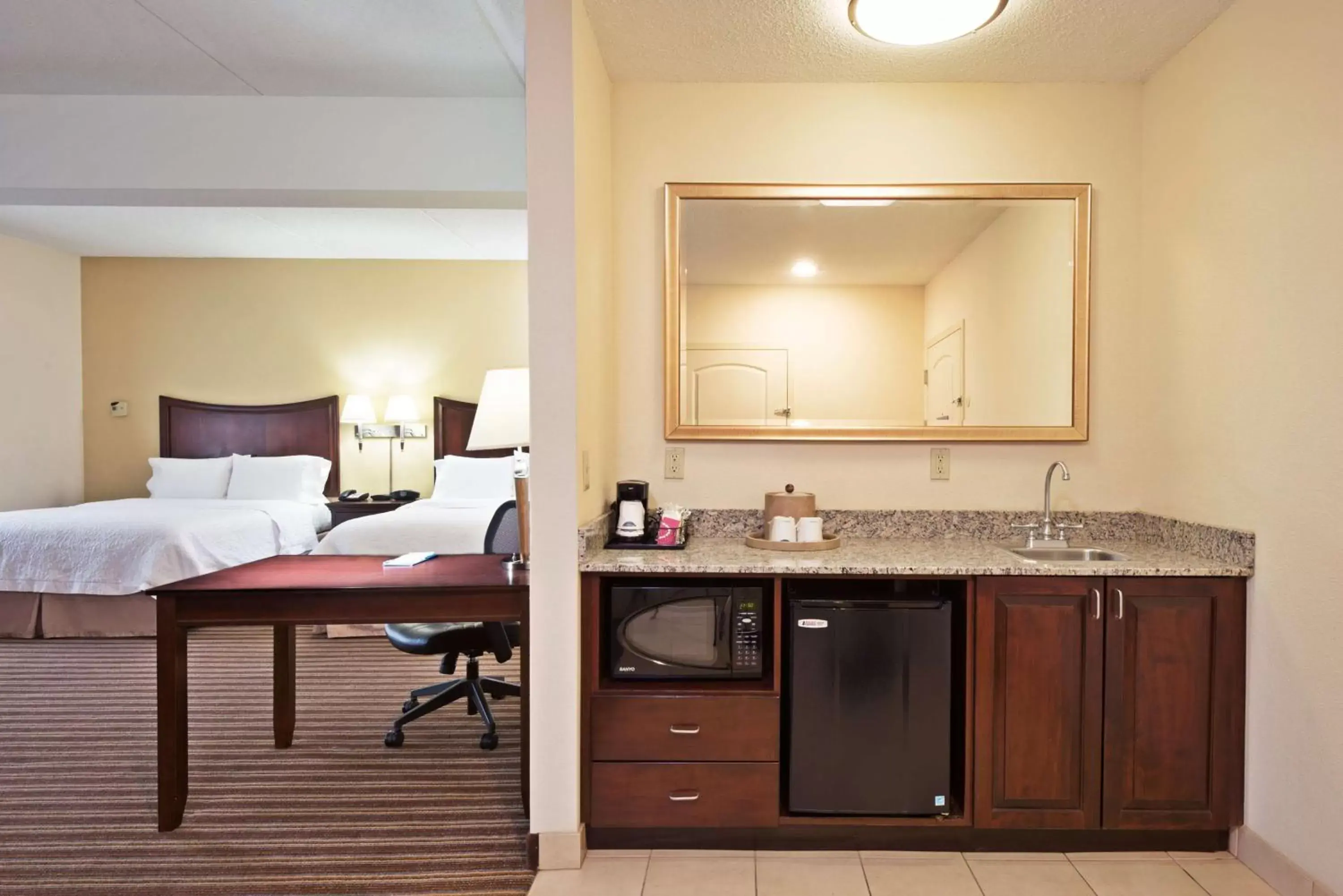 Living room, Kitchen/Kitchenette in Hampton Inn Gainesville-Haymarket