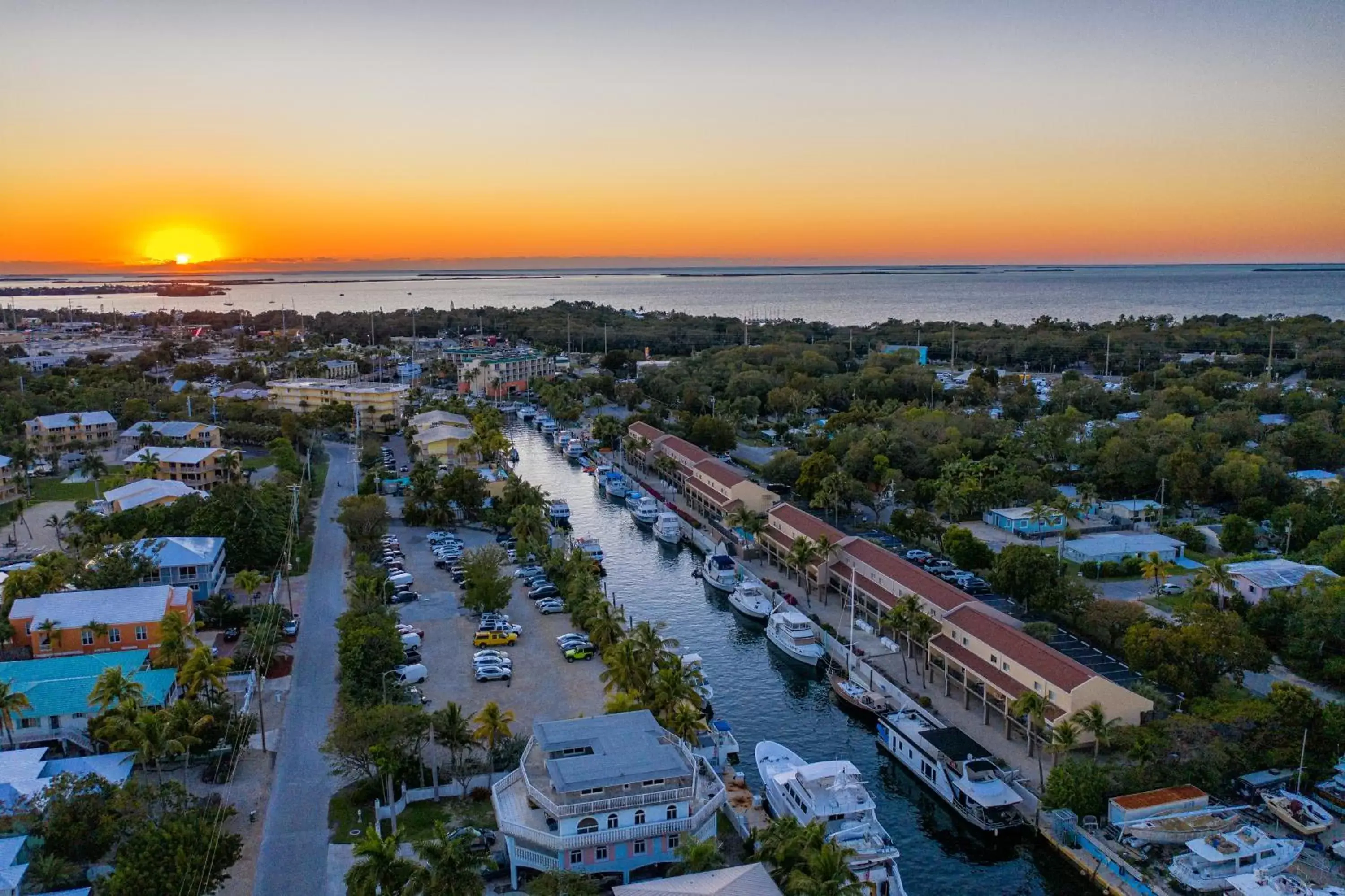 Sunset, Bird's-eye View in Waterside Suites and Marina