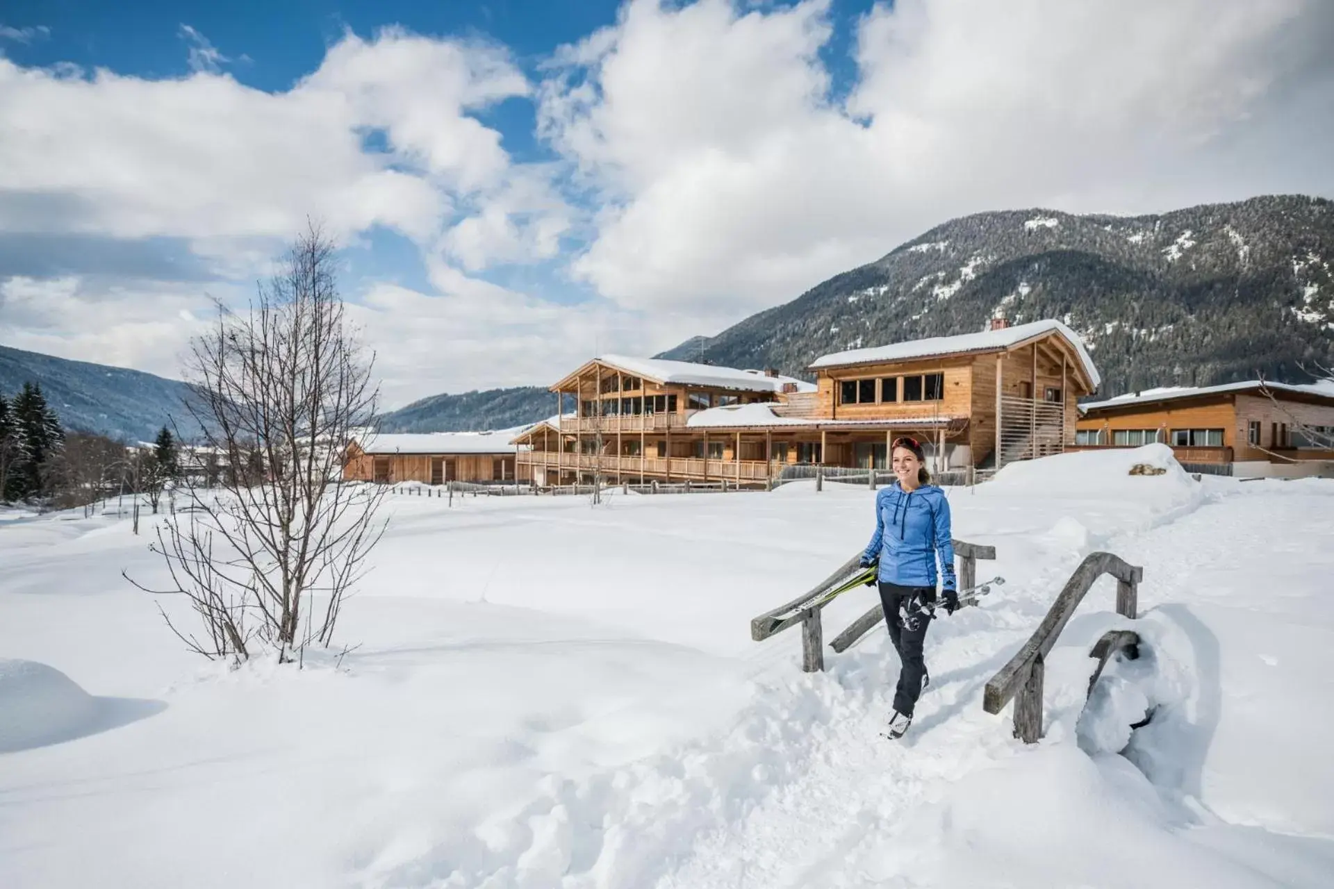 Property building, Winter in Alpine Nature Hotel Stoll