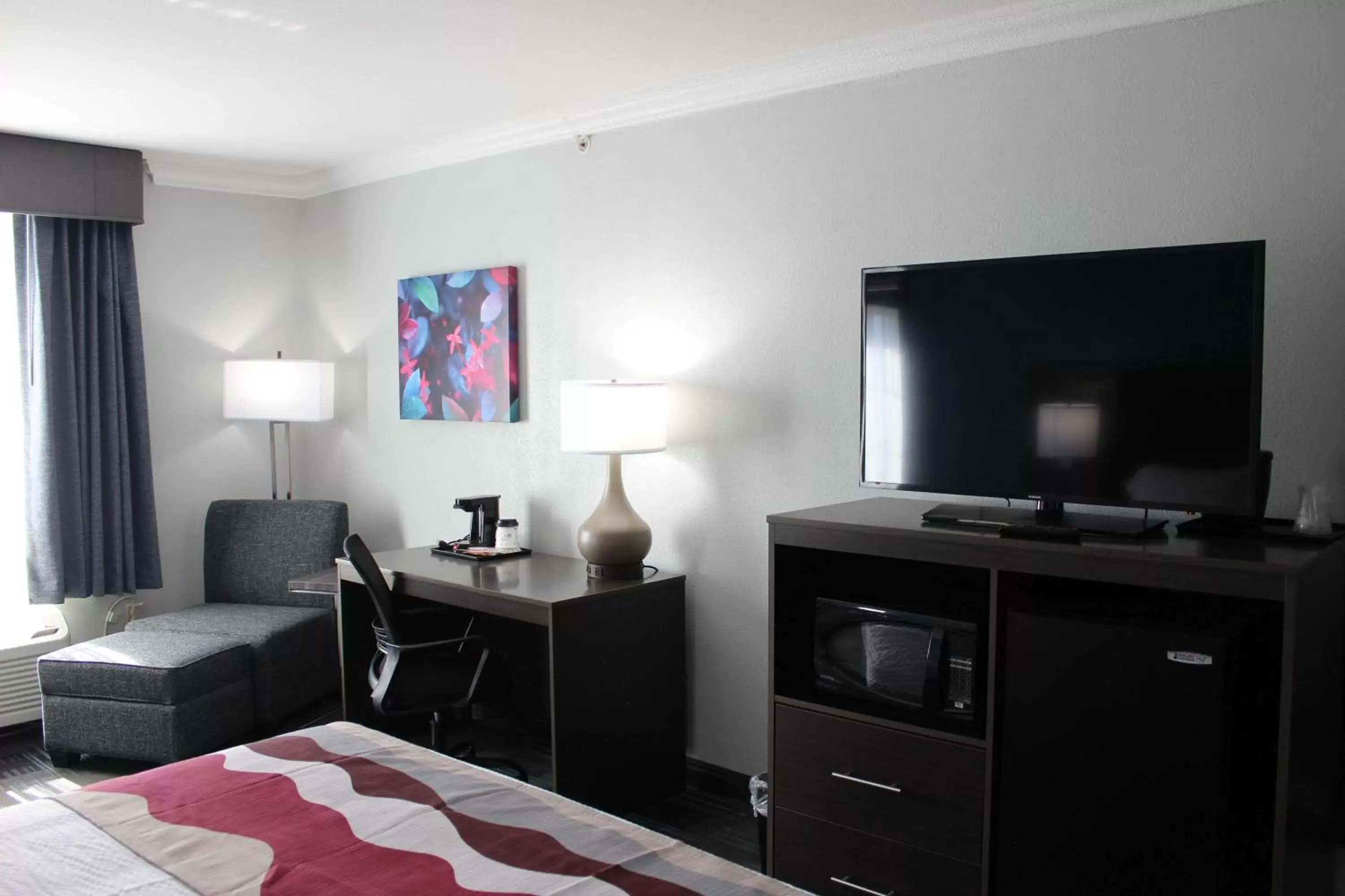 Bedroom, TV/Entertainment Center in Best Western Medical Center North Inn & Suites Near Six Flags