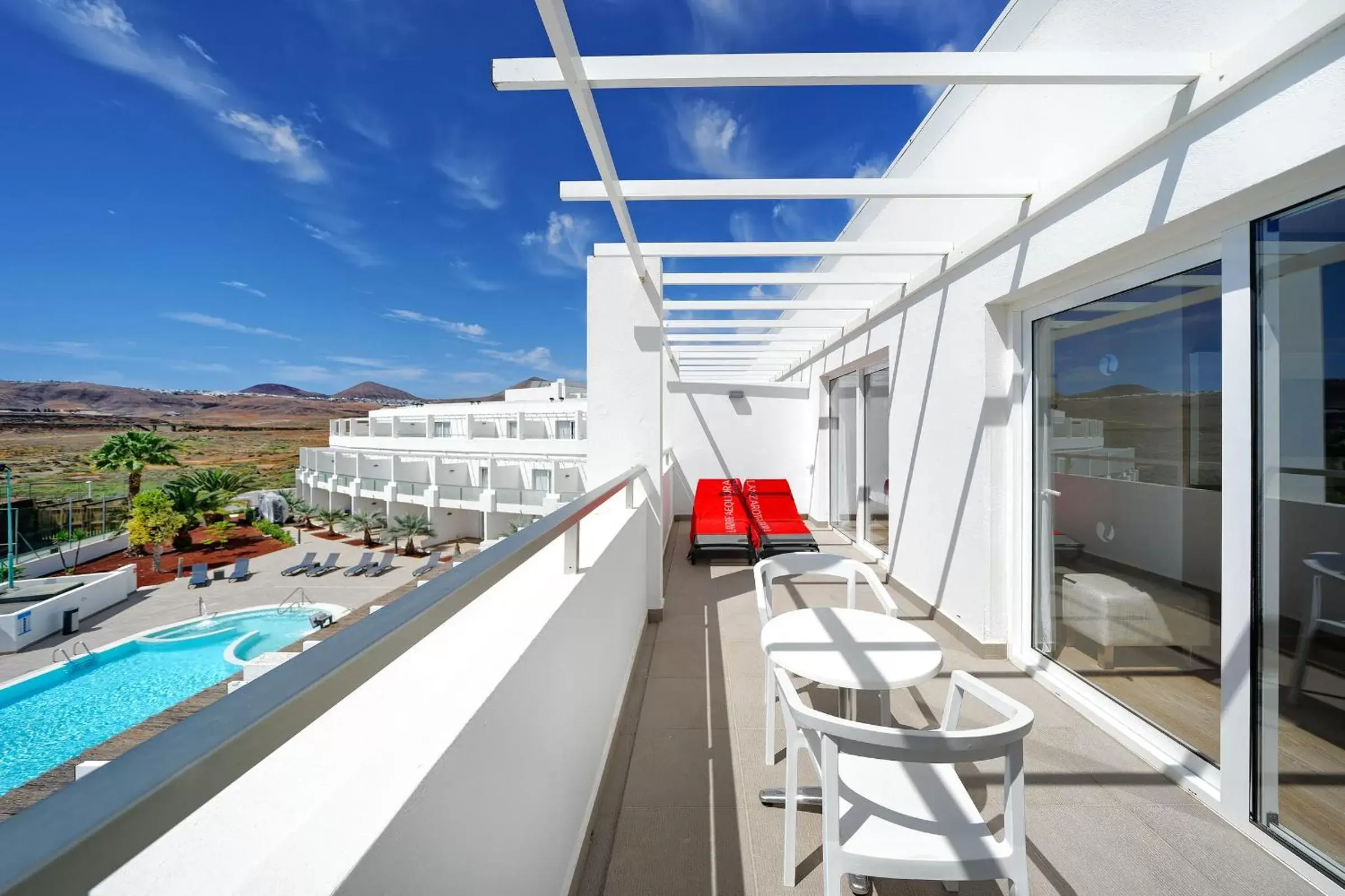 Balcony/Terrace, Pool View in Aequora Lanzarote Suites