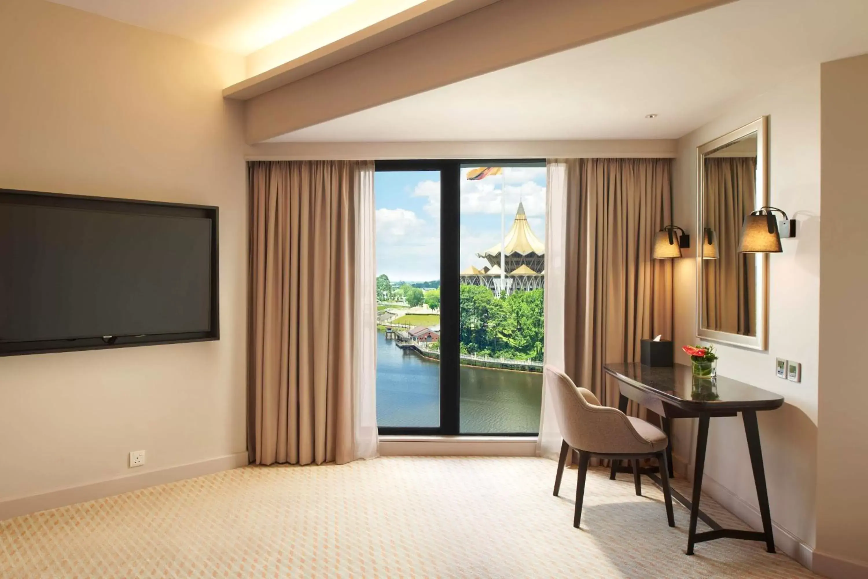 View (from property/room), TV/Entertainment Center in Hilton Kuching Hotel