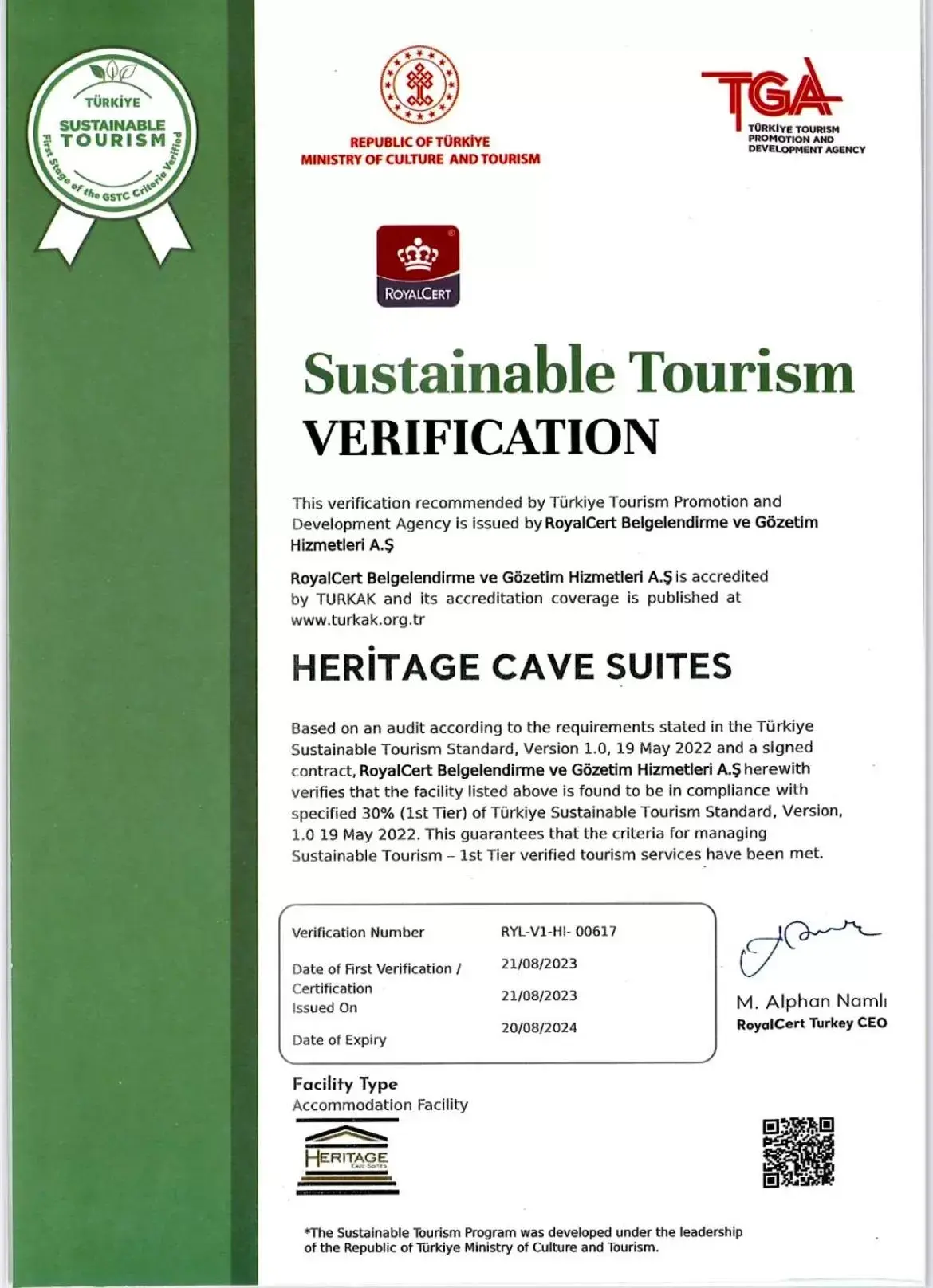 Logo/Certificate/Sign/Award in Heritage Cave Suites
