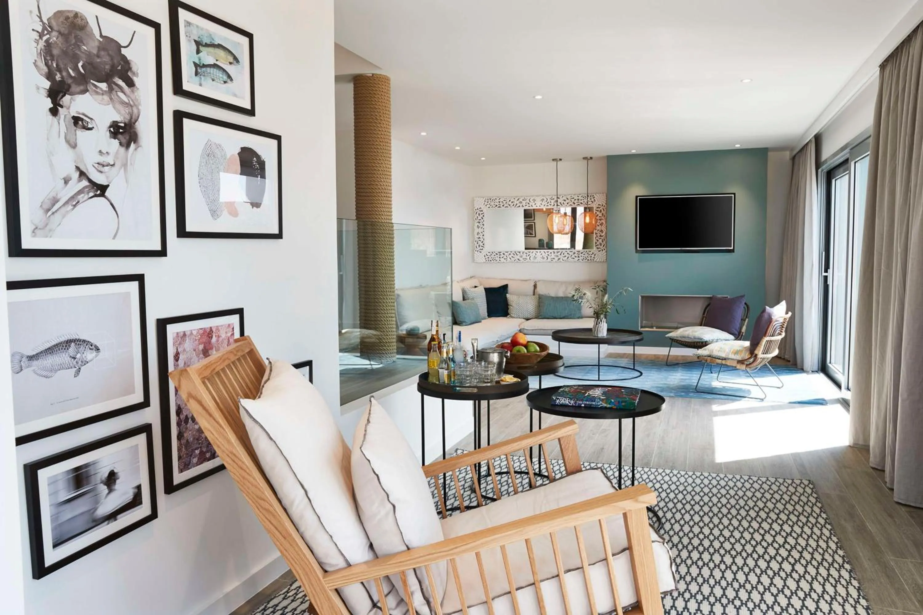 Living room in 7Pines Resort Ibiza, part of Destination by Hyatt