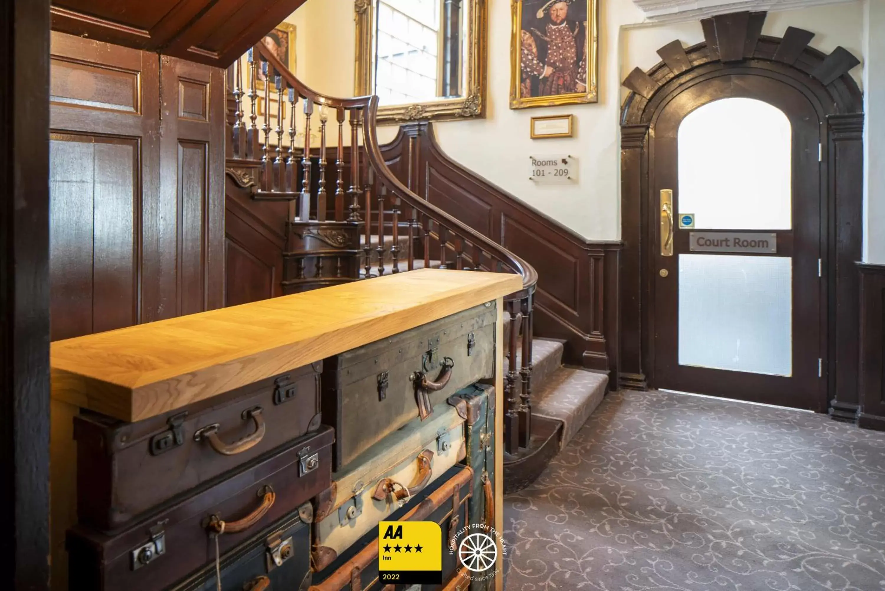 Lobby or reception in The Tudor House Hotel, Tewkesbury, Gloucestershire