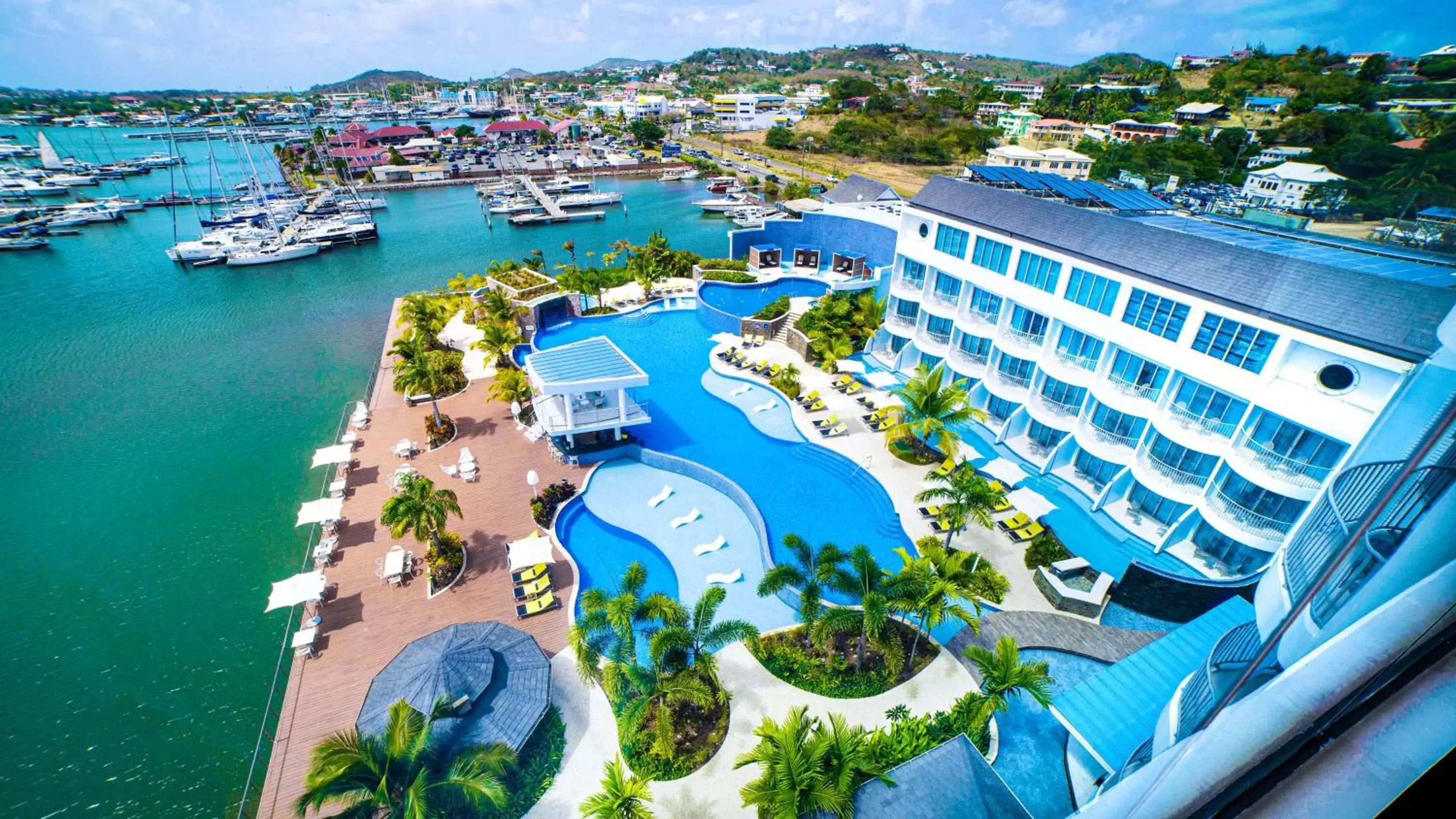 Swimming pool, Bird's-eye View in Harbor Club St Lucia, Curio Collection by Hilton